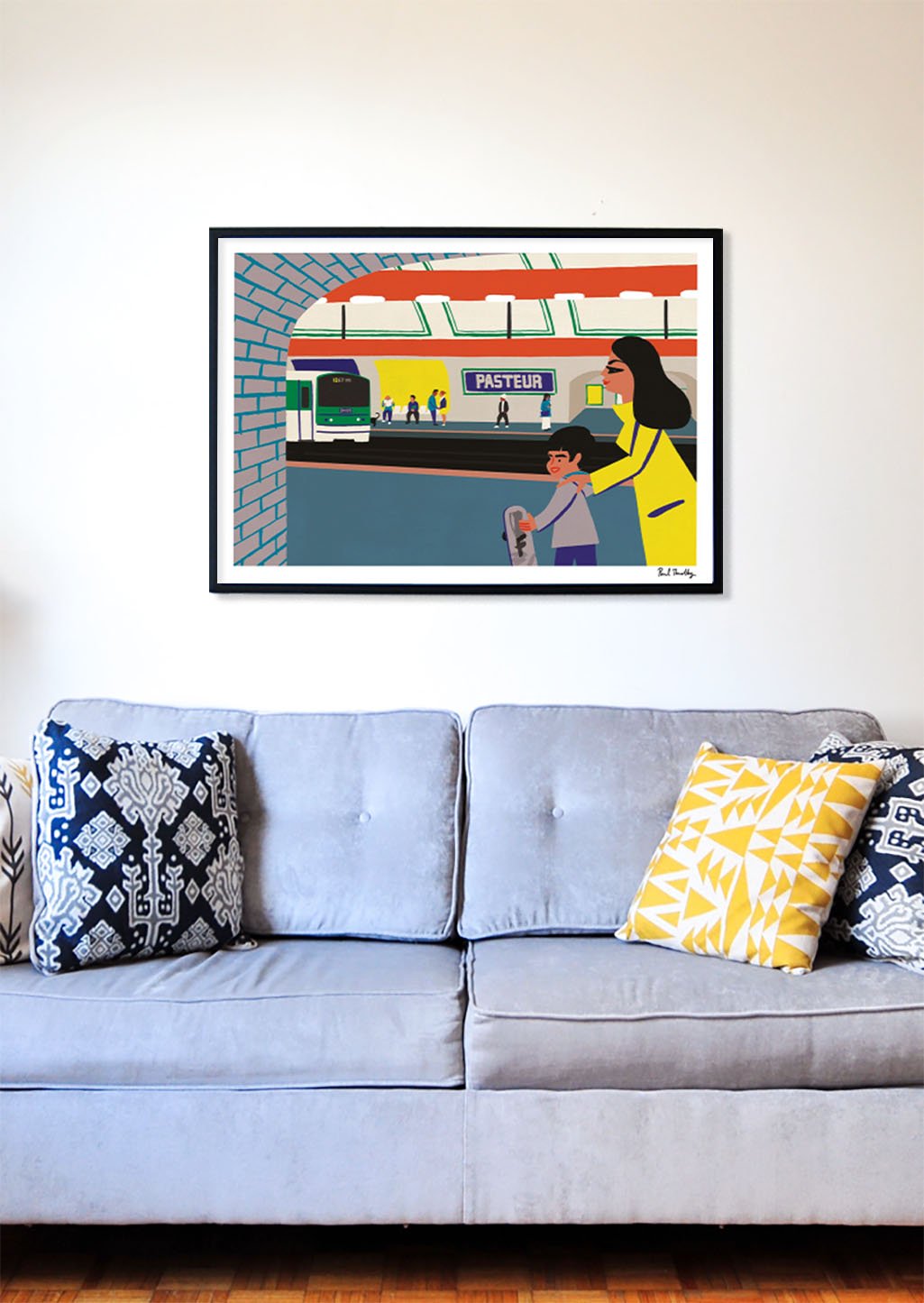 Poster de femme et enfant à la gare
