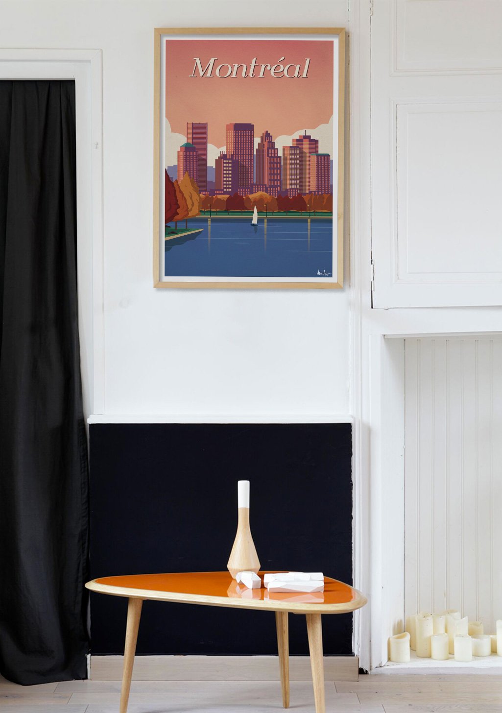 Montreal ville skyline coucher de soleil bateau