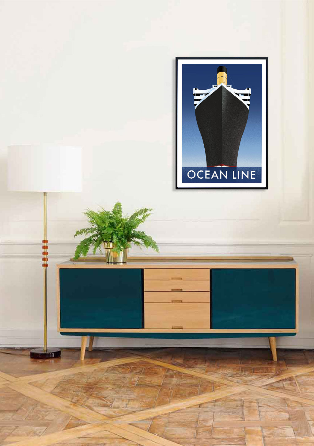 Poster de bateau bleu et noir OCEAN LINE