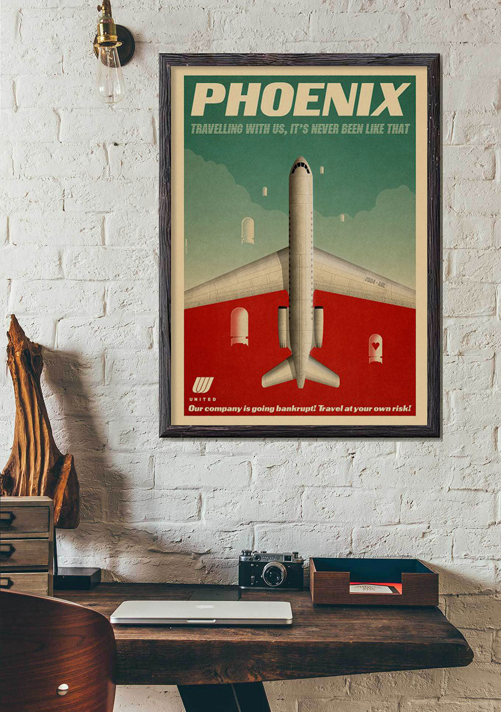 Affiche vintage avion Phoenix United
