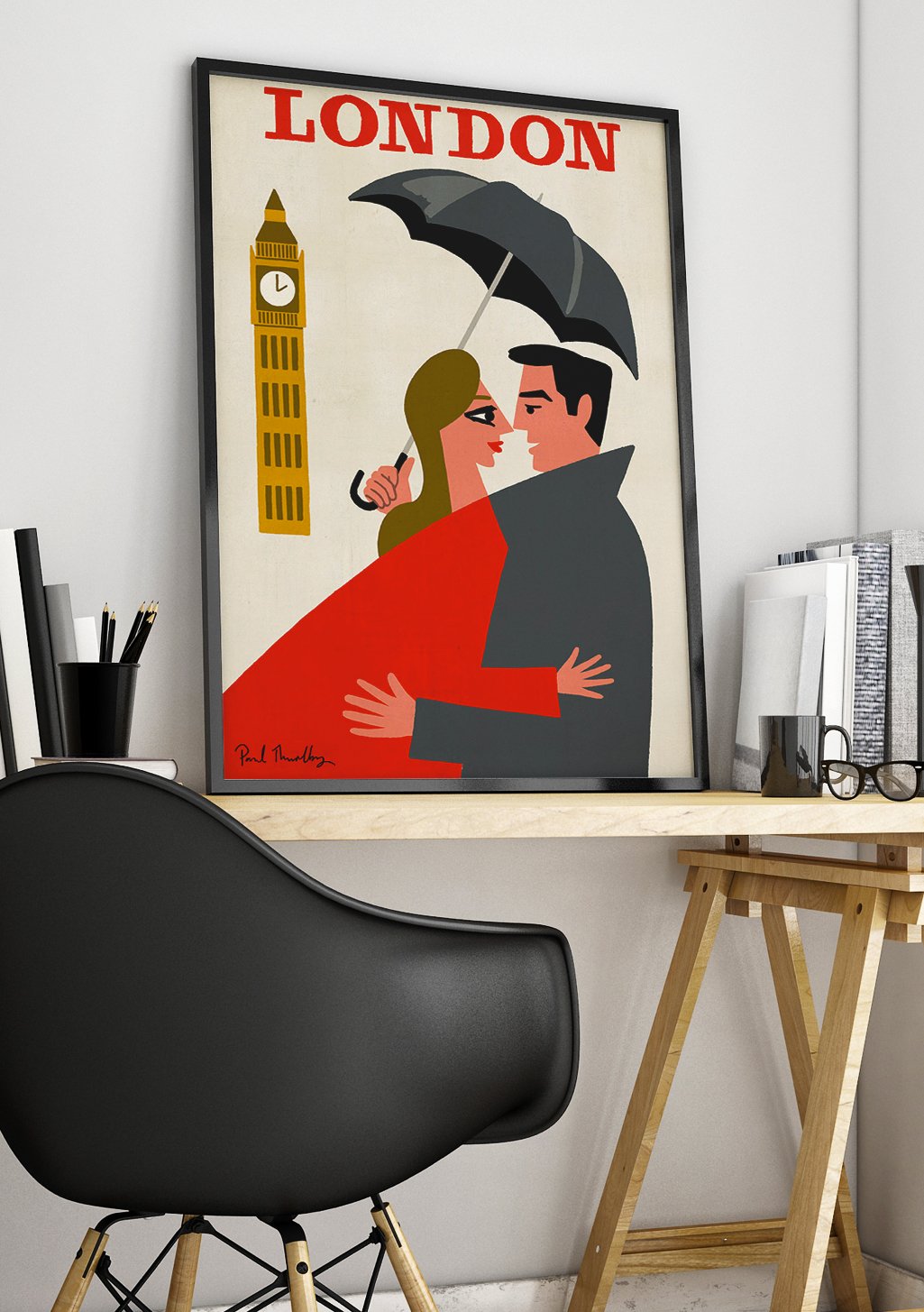Couple sous parapluie à Londres avec Big Ben