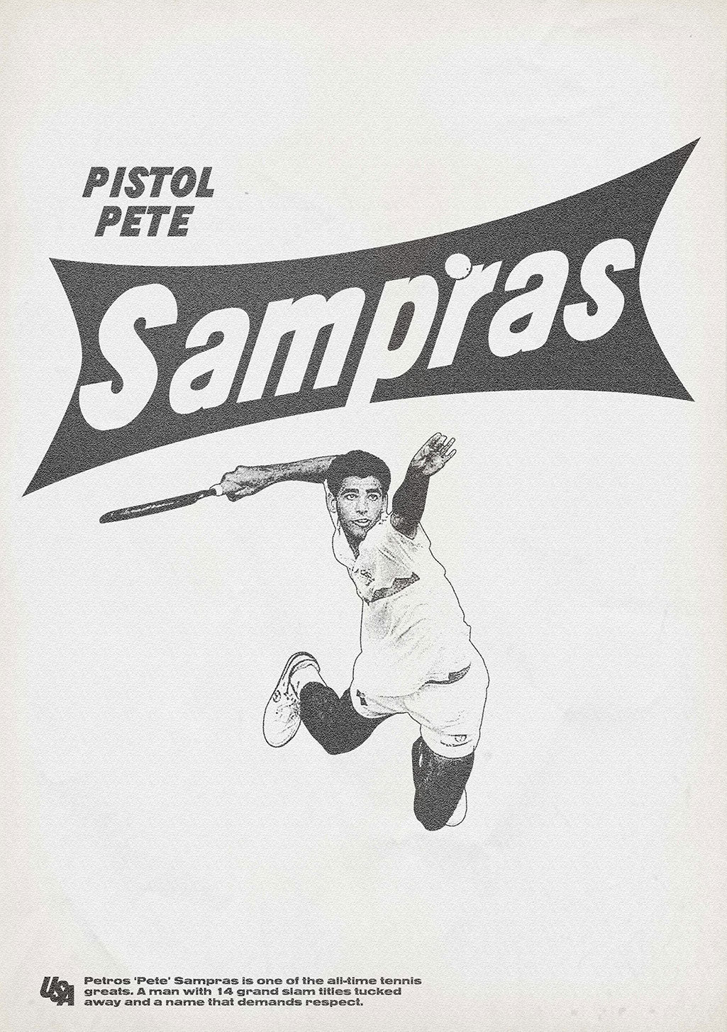 Tennis, joueur, raquette, saut, titre, respect, grand, slam, nom, respecté, champion, public, vintage