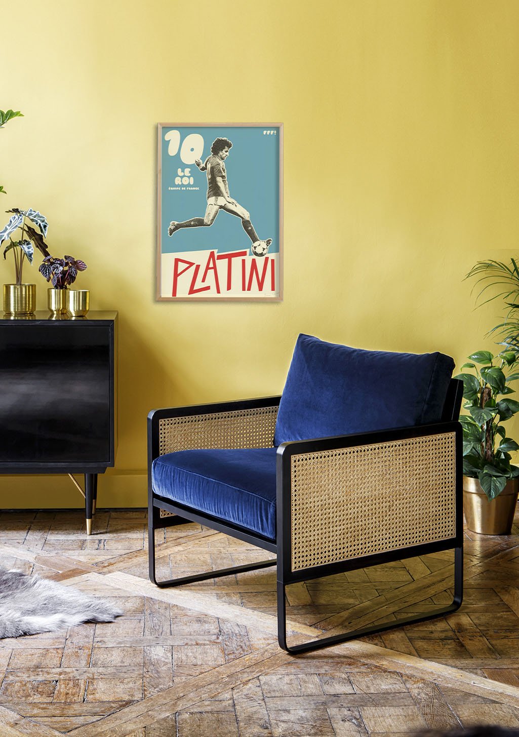 Poster de football avec un joueur et un ballon