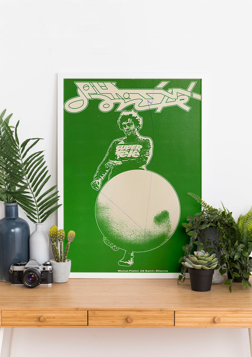 Poster vert avec silhouette, texte stylisé, globe, nature