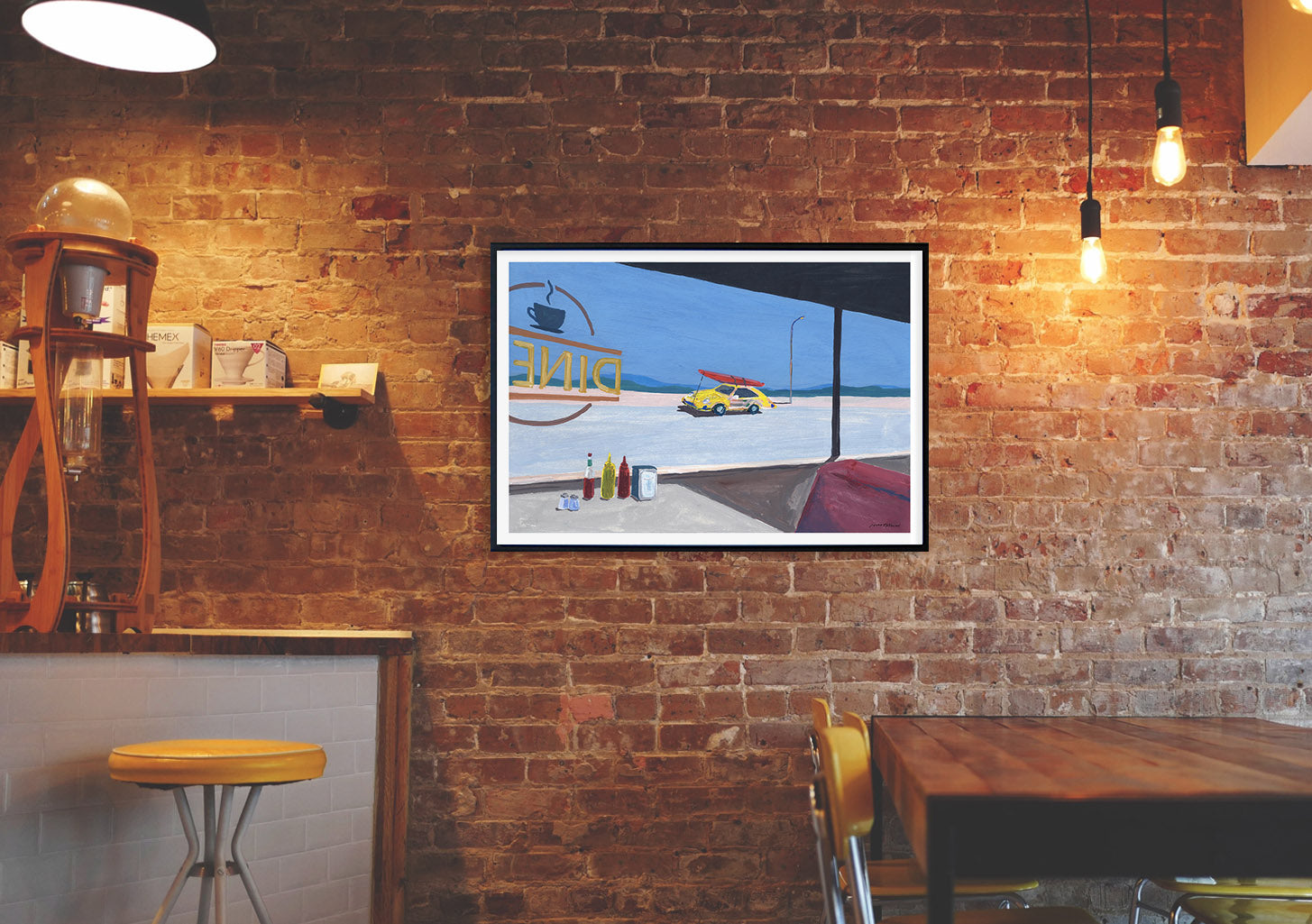 Poster de rue avec voiture et bâtiments