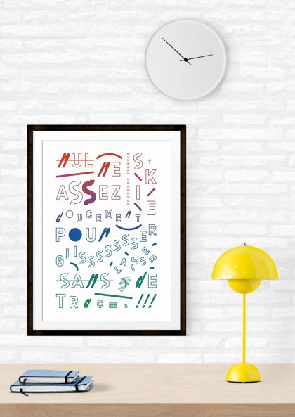 Typographie colorée, texte déformé, art abstrait, design créatif, affiche moderne