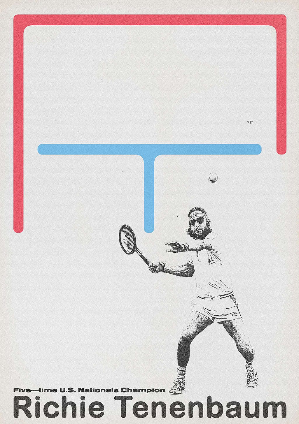 Tennis, joueur, raquette, balle, champion, Richie Tenebaum, États-Unis, Nationals, cinq fois, vintage, style, graphique