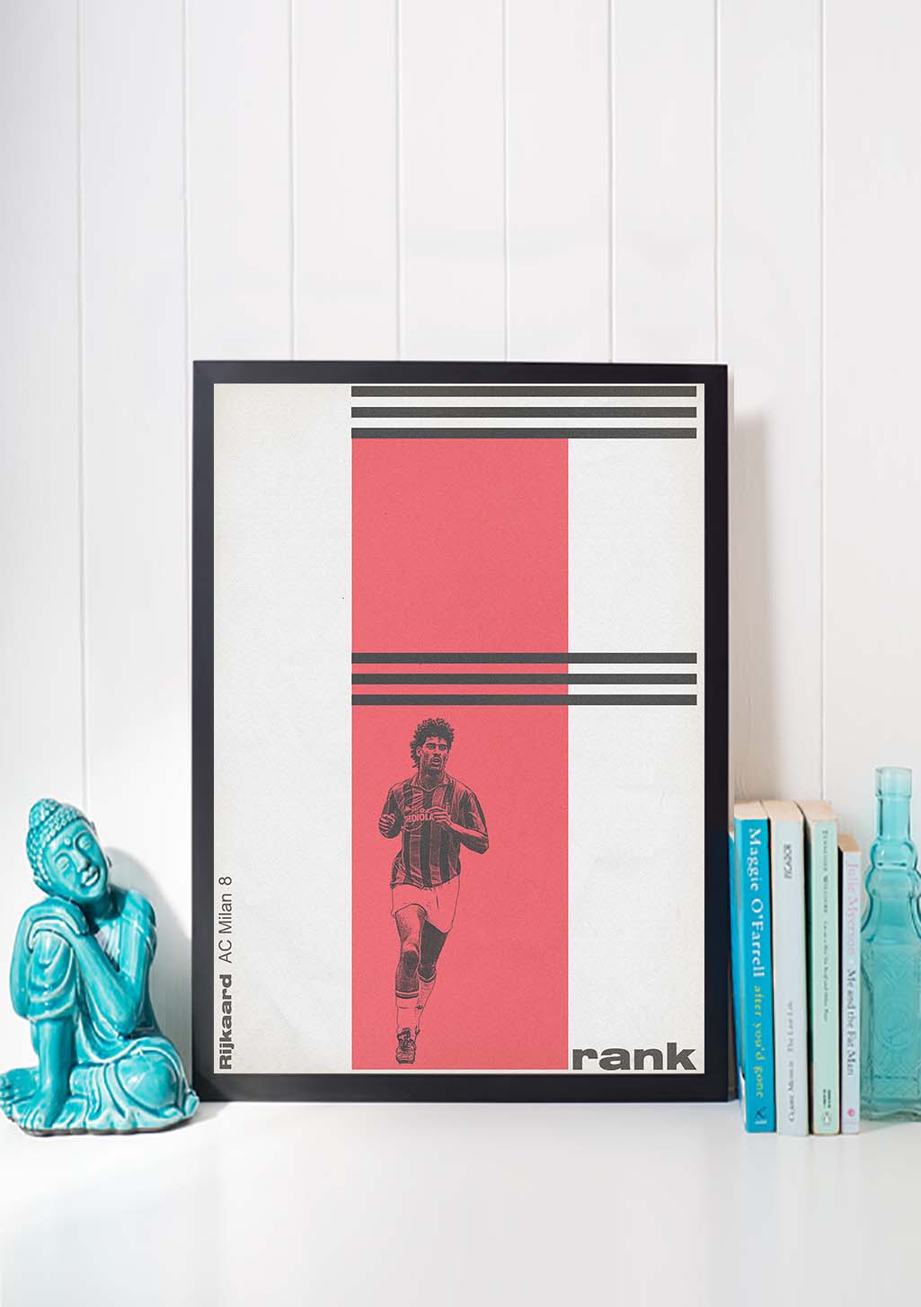Poster de football rouge et blanc avec joueur