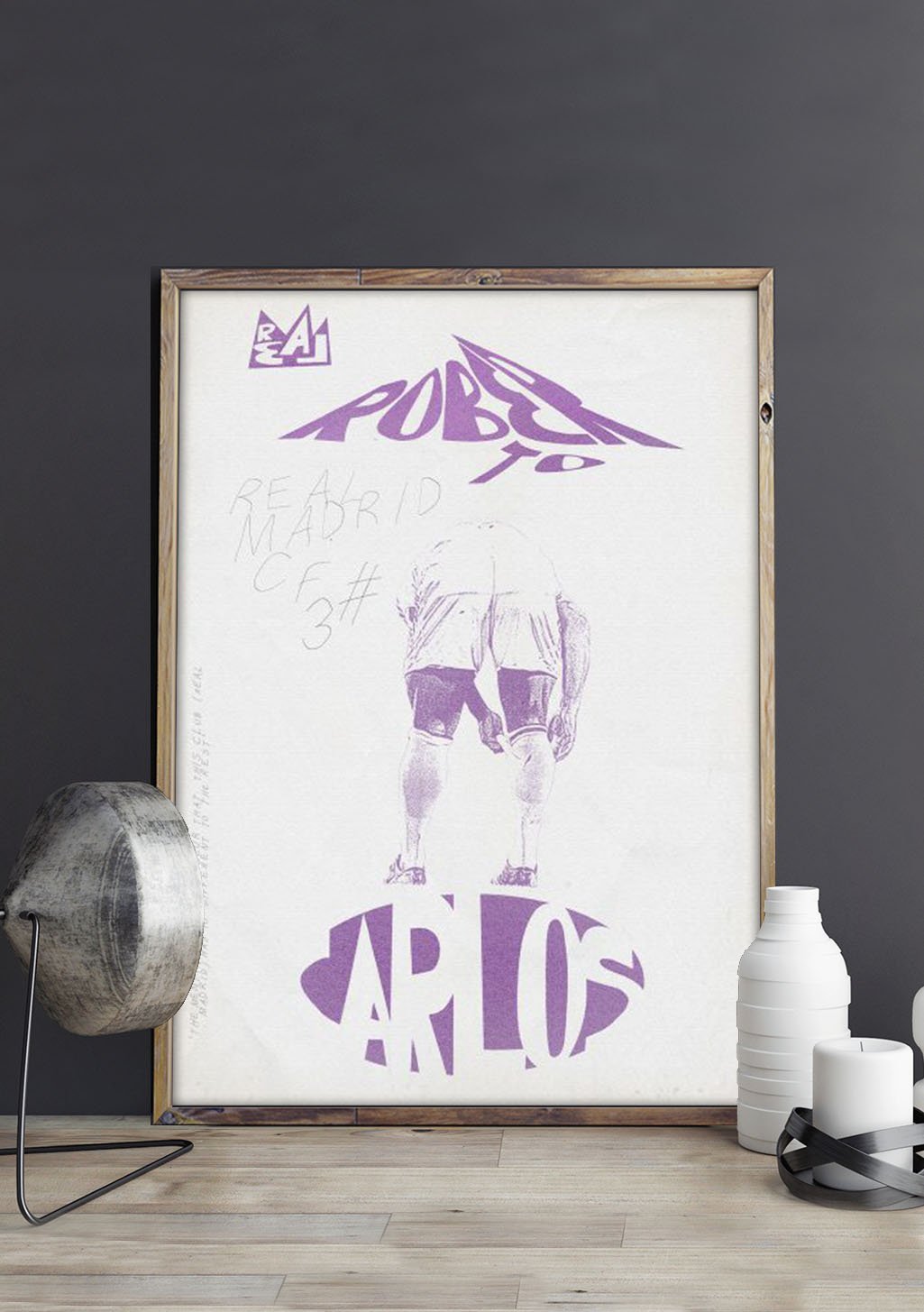 Poster de football, Madrid, joueur, numéro 3, style graphique, couleurs violettes