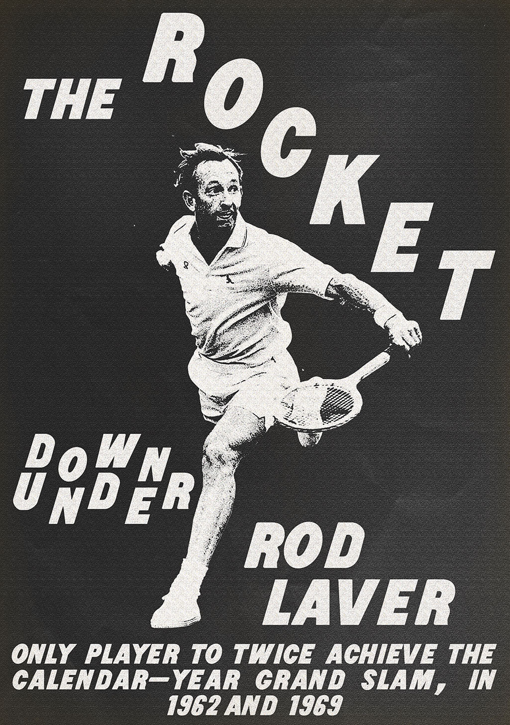 Tennis, Rod Laver, Rocket, Grand Chelem, 1962, 1969, Sportif, Poster, Noir et blanc, Tennis, Sport