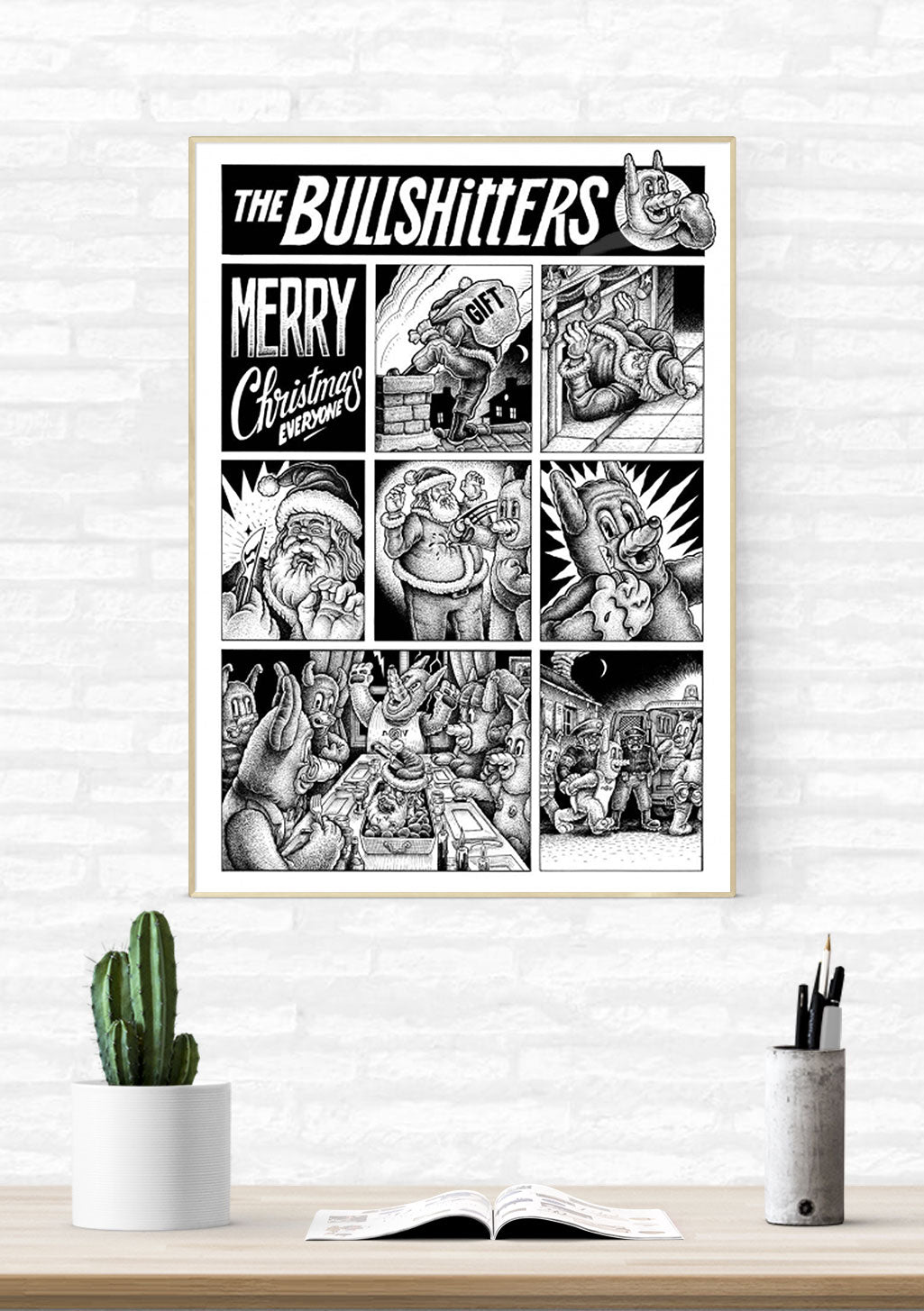 Poster en noir et blanc des Bullshitters Noël