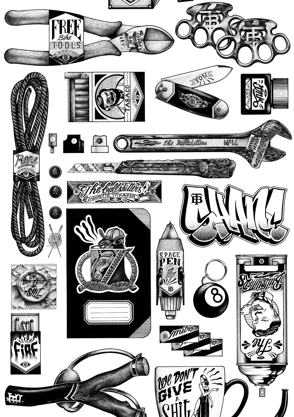 Outils, tatouages, clés, couteau, briquet, tatouage, clés, tatouage, tatouage, tatouage, tatouage, tatouage