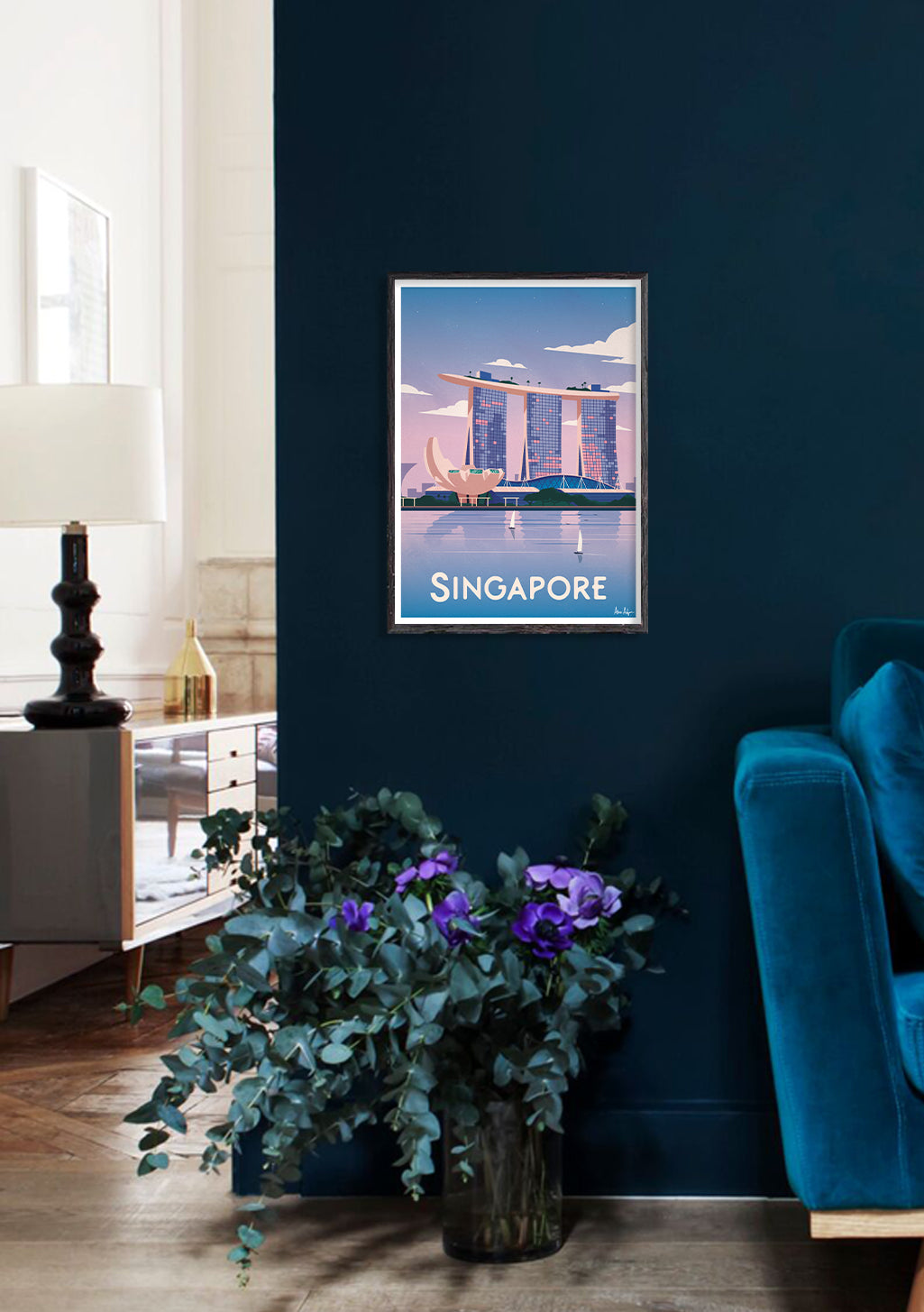 Poster de Singapour avec Marina Bay Sands