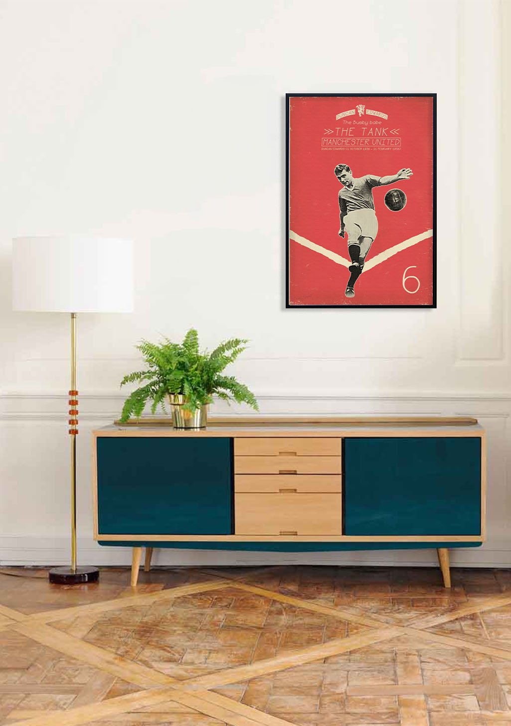Poster rouge football joueur numéro 6