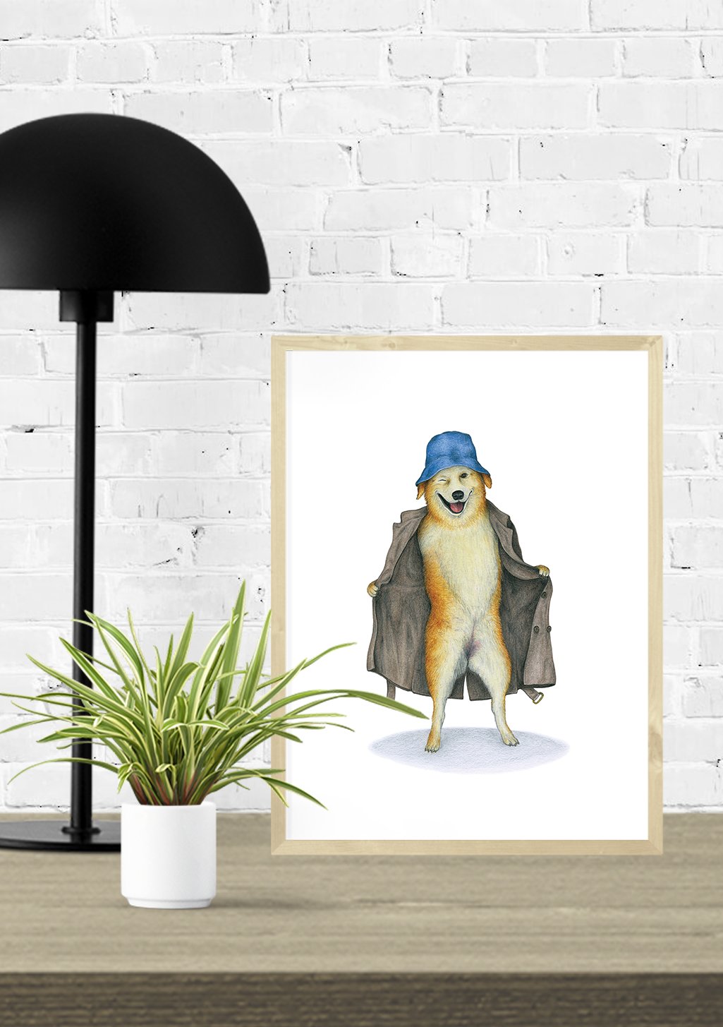 Chien portant un chapeau et un manteau