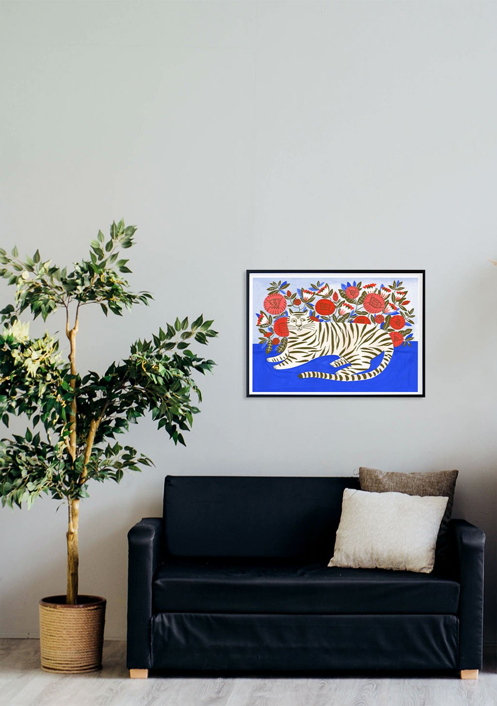 Tigre coloré avec des fleurs