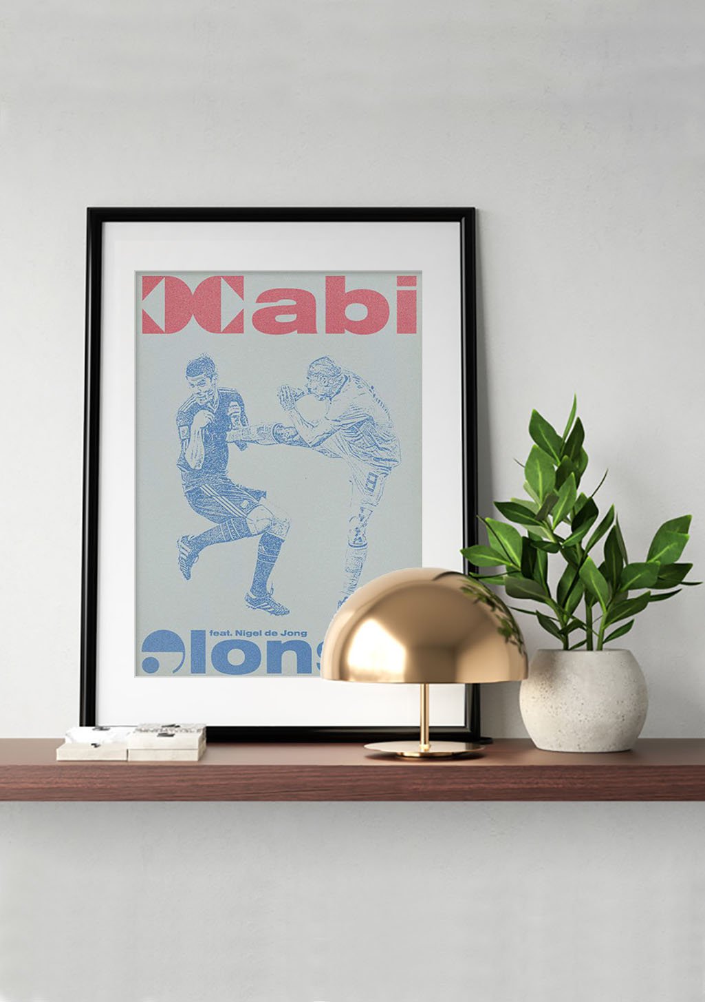 Poster de football, deux joueurs, texte rouge et bleu, Mabi, Elong