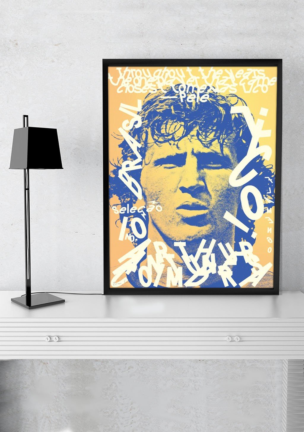 Art pop, portrait homme, couleurs vives, texte surimposé, style graphique