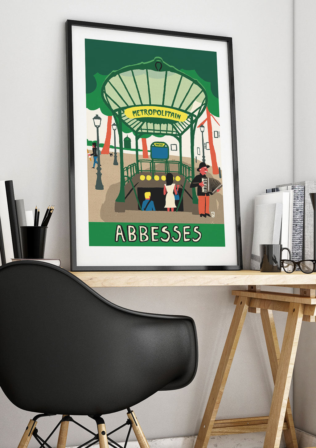 Poster de la Métropolitaine Abbesses, musique de rue, Paris, France