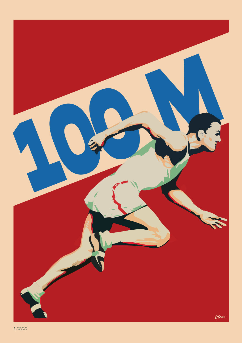 Affiche JO 100m - Clemi