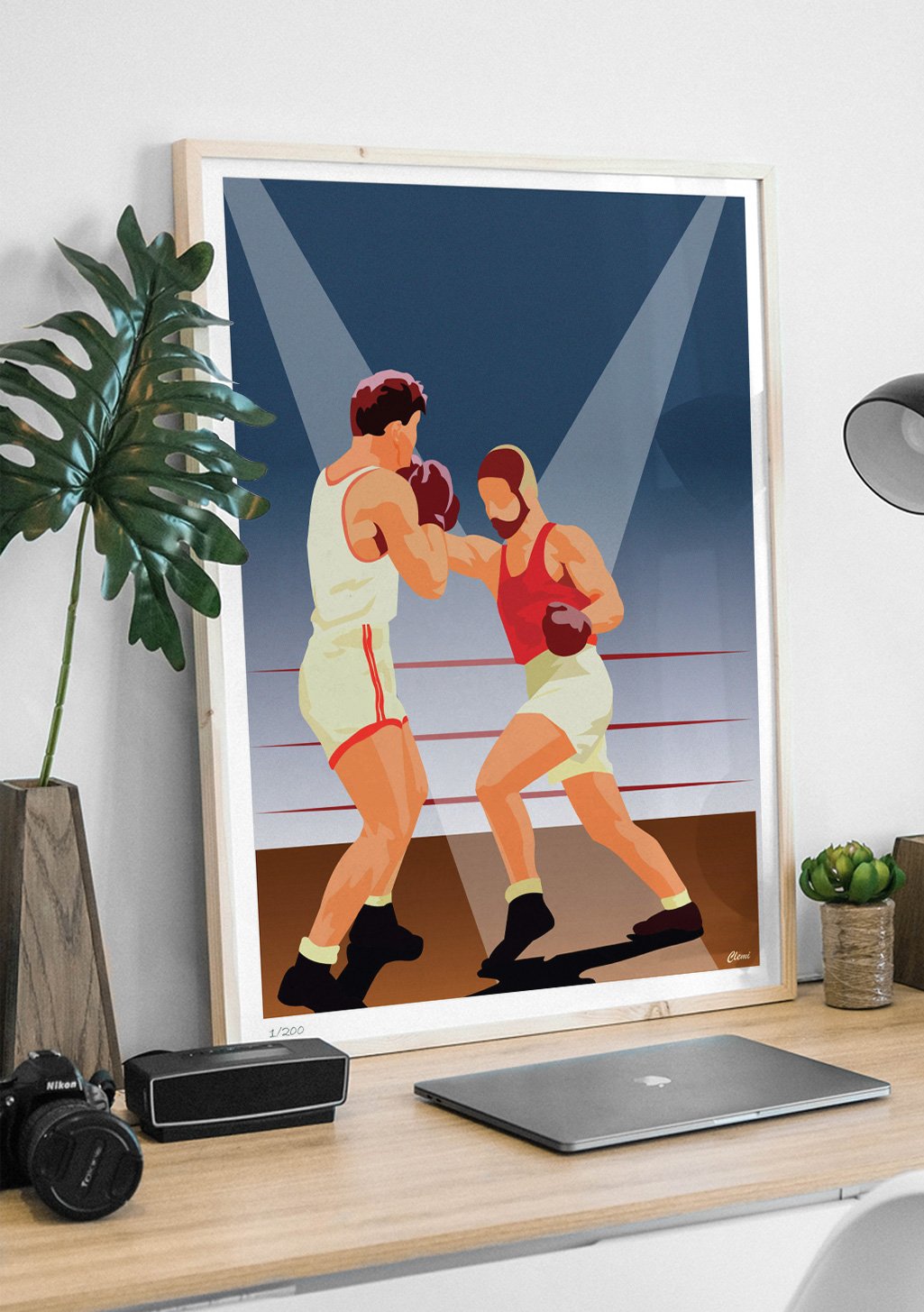 Boxeurs en combat sur ring