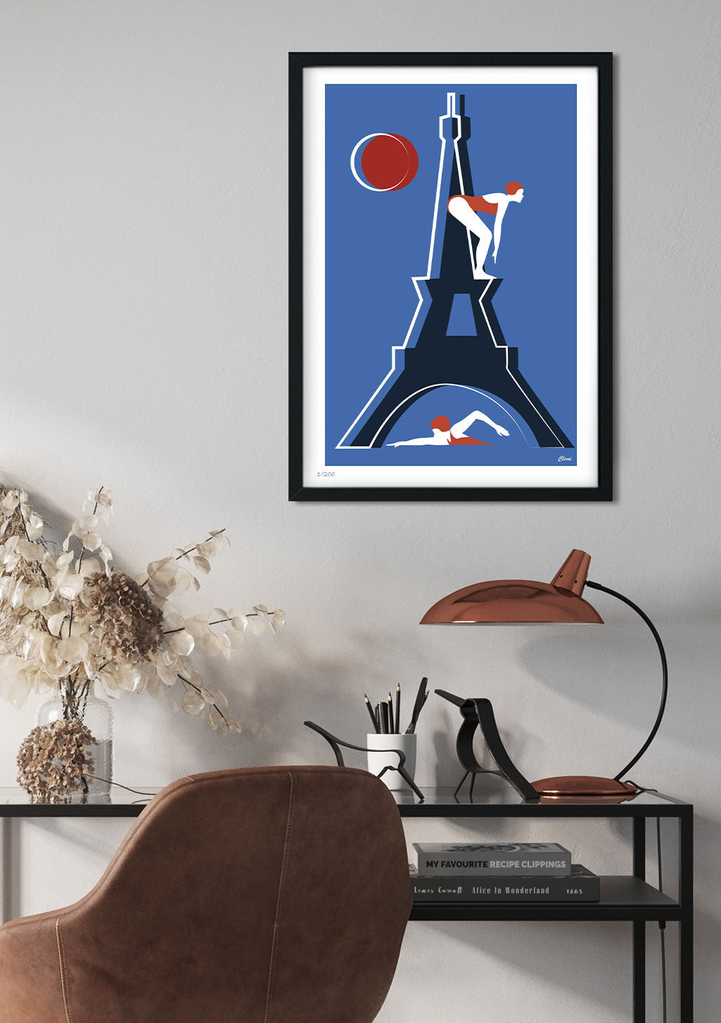 Poster de la Tour Eiffel stylisée avec des figures