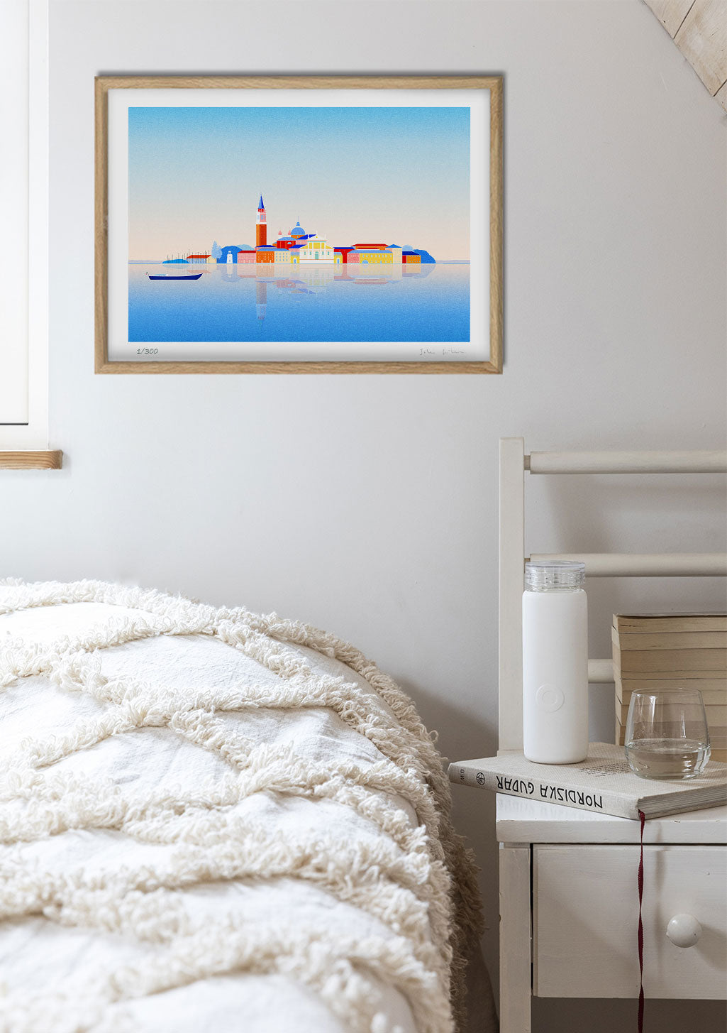 Poster de ville colorée sur l'eau