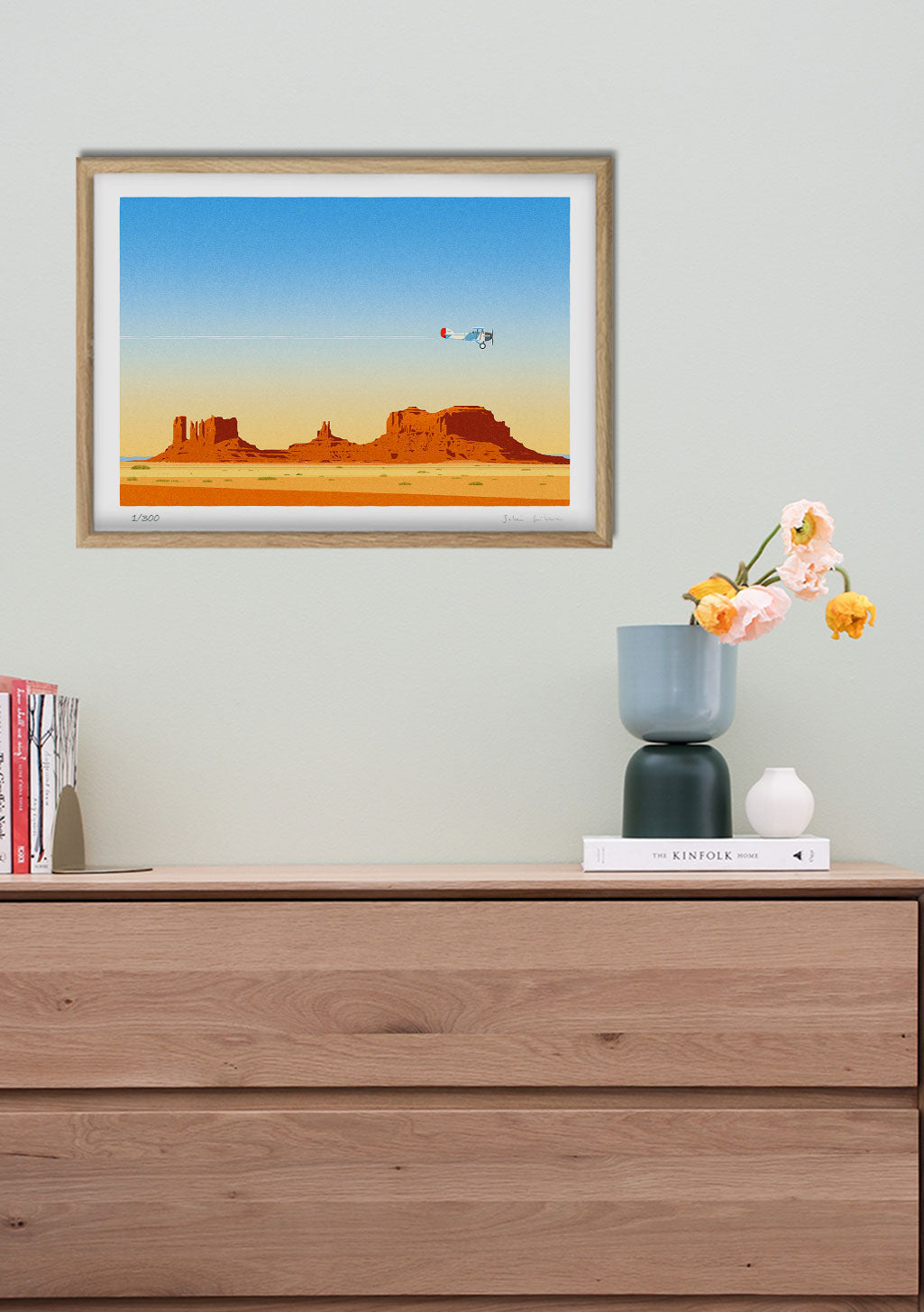 Dessert, rochers rouges, ciel bleu, avion