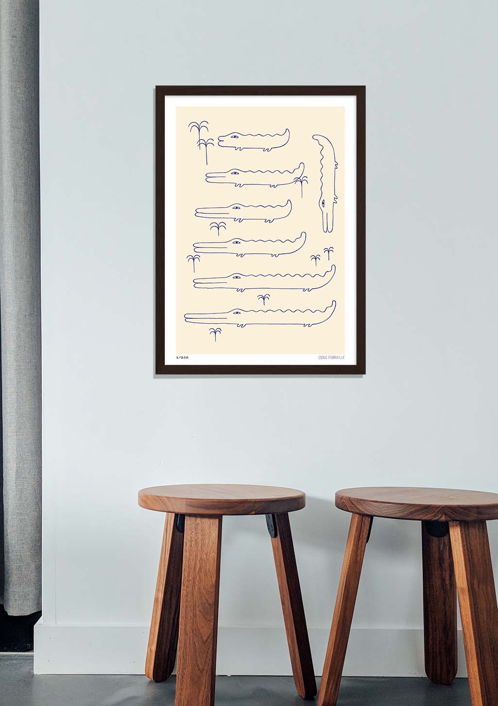 Poster avec des dessins de crocodiles stylisés