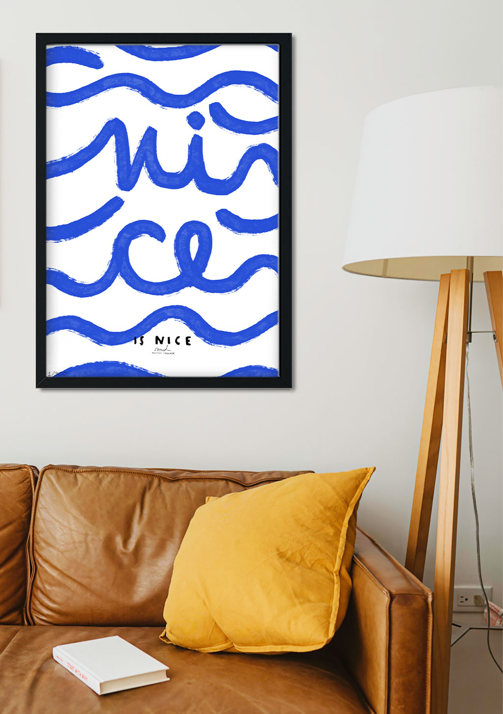 Poster bleu et blanc avec texte "wisecole est NICE"