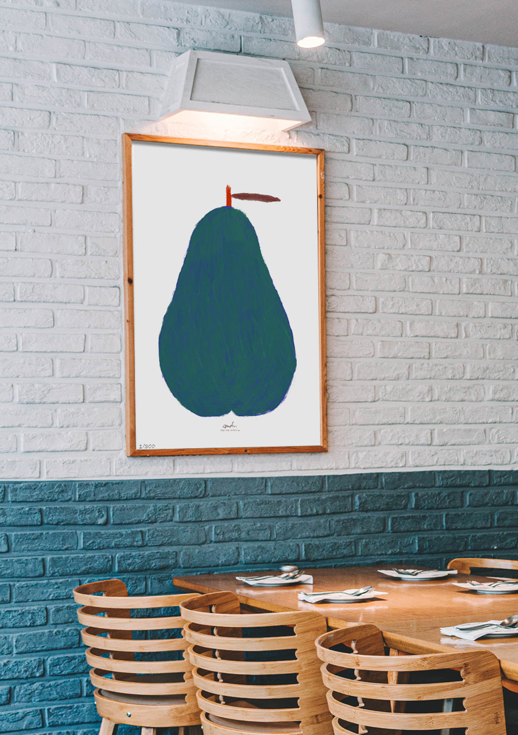 Poster de poire verte sur fond blanc