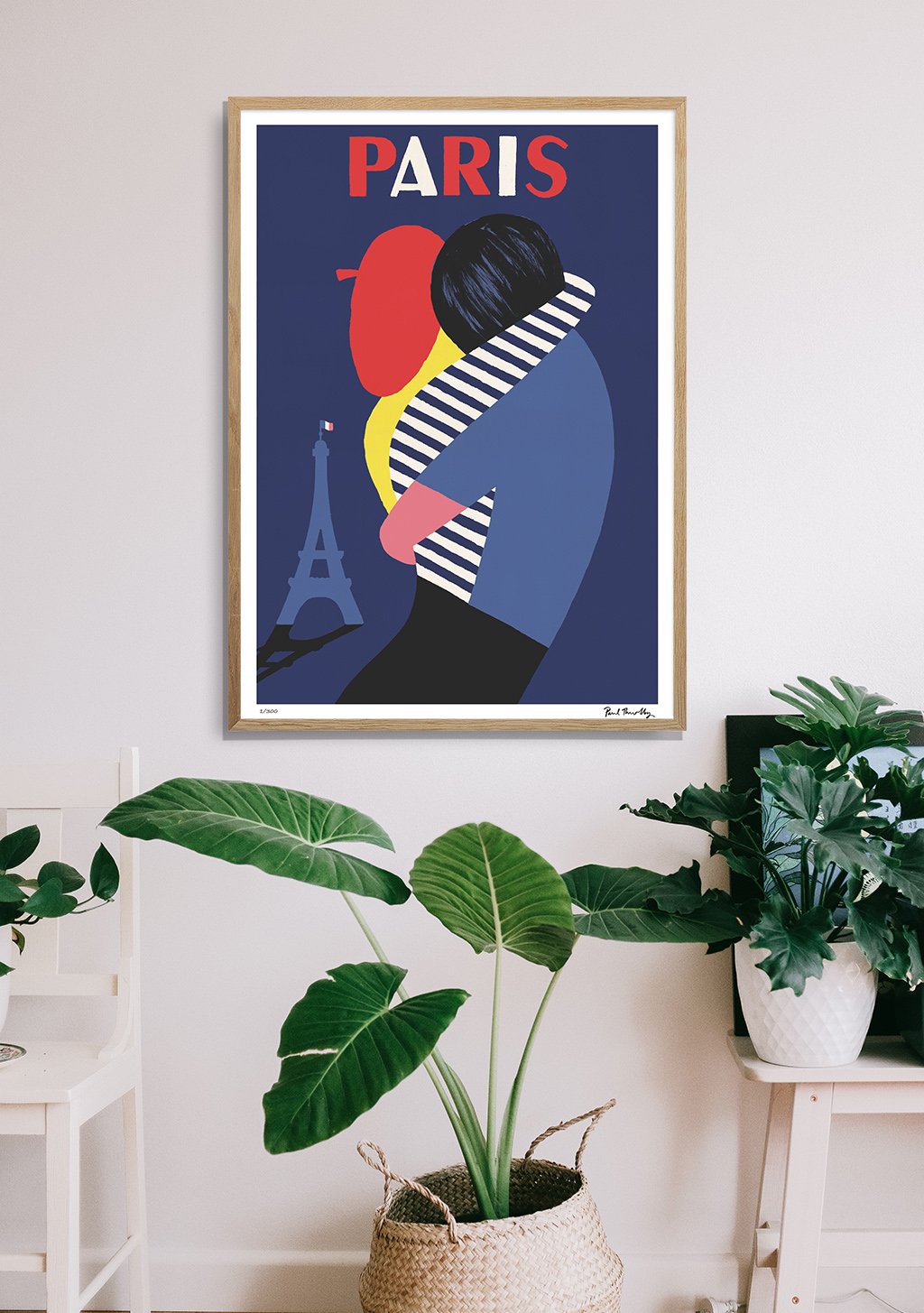 Poster Paris, Tour Eiffel, silhouette stylisée, couleurs vives, art moderne