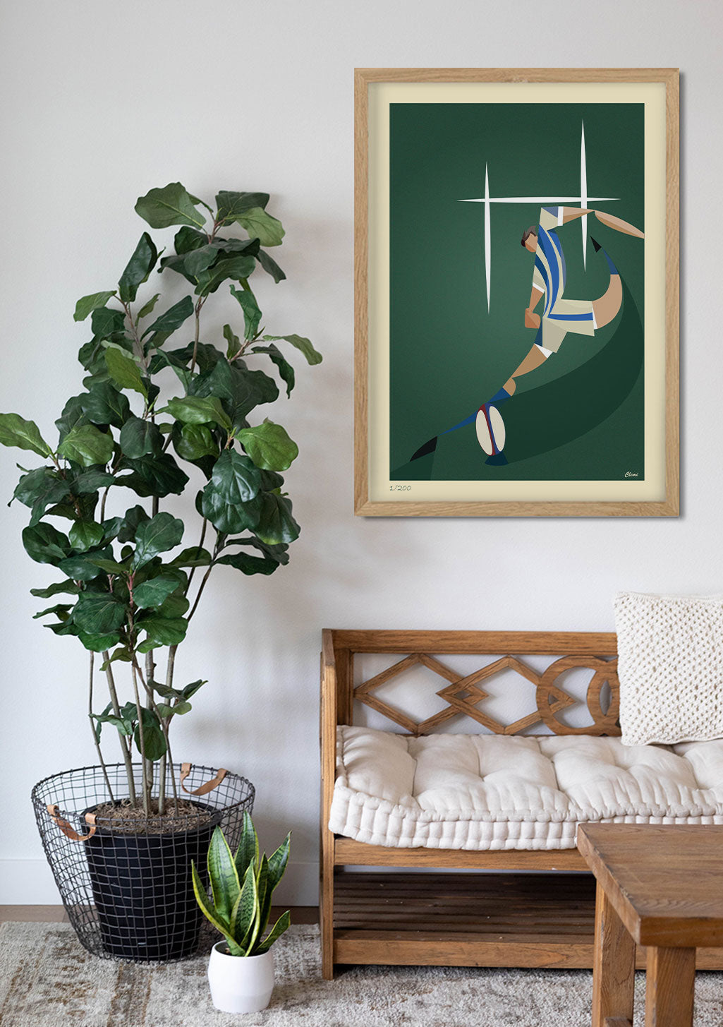 Art minimaliste, joueur de tennis, vert, raquette, balle, style abstrait