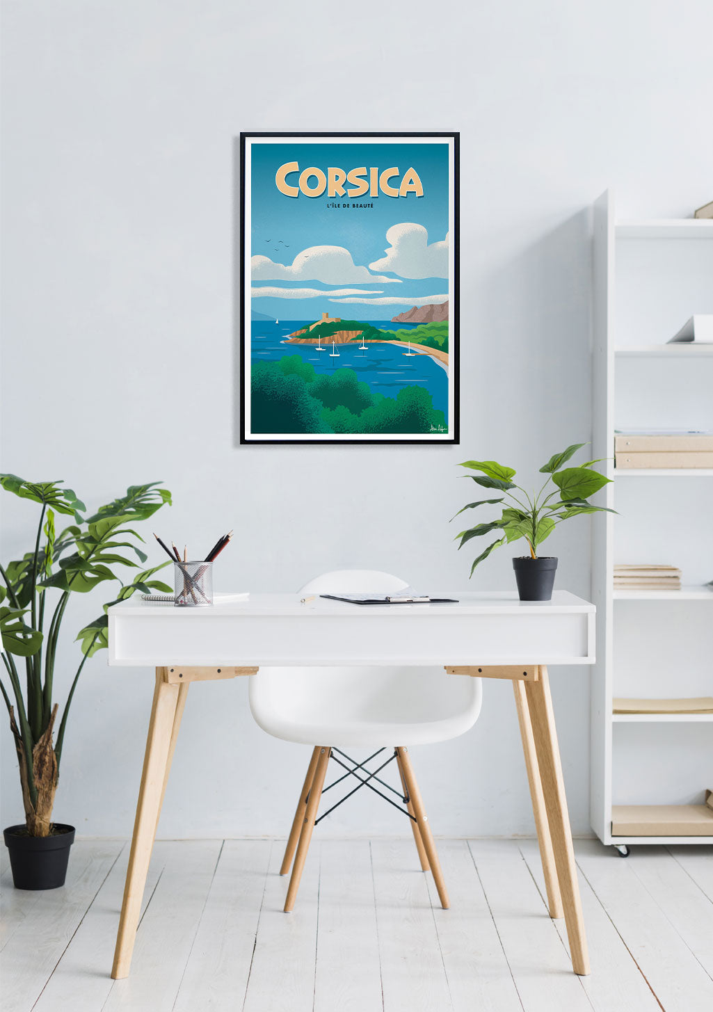 Poster de voyage Corsica, île de beauté, paysage maritime
