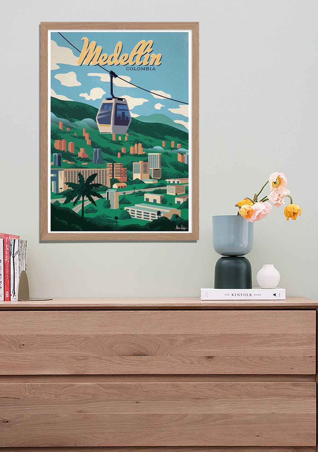 Poster de Medellín en Colombie avec téléphérique