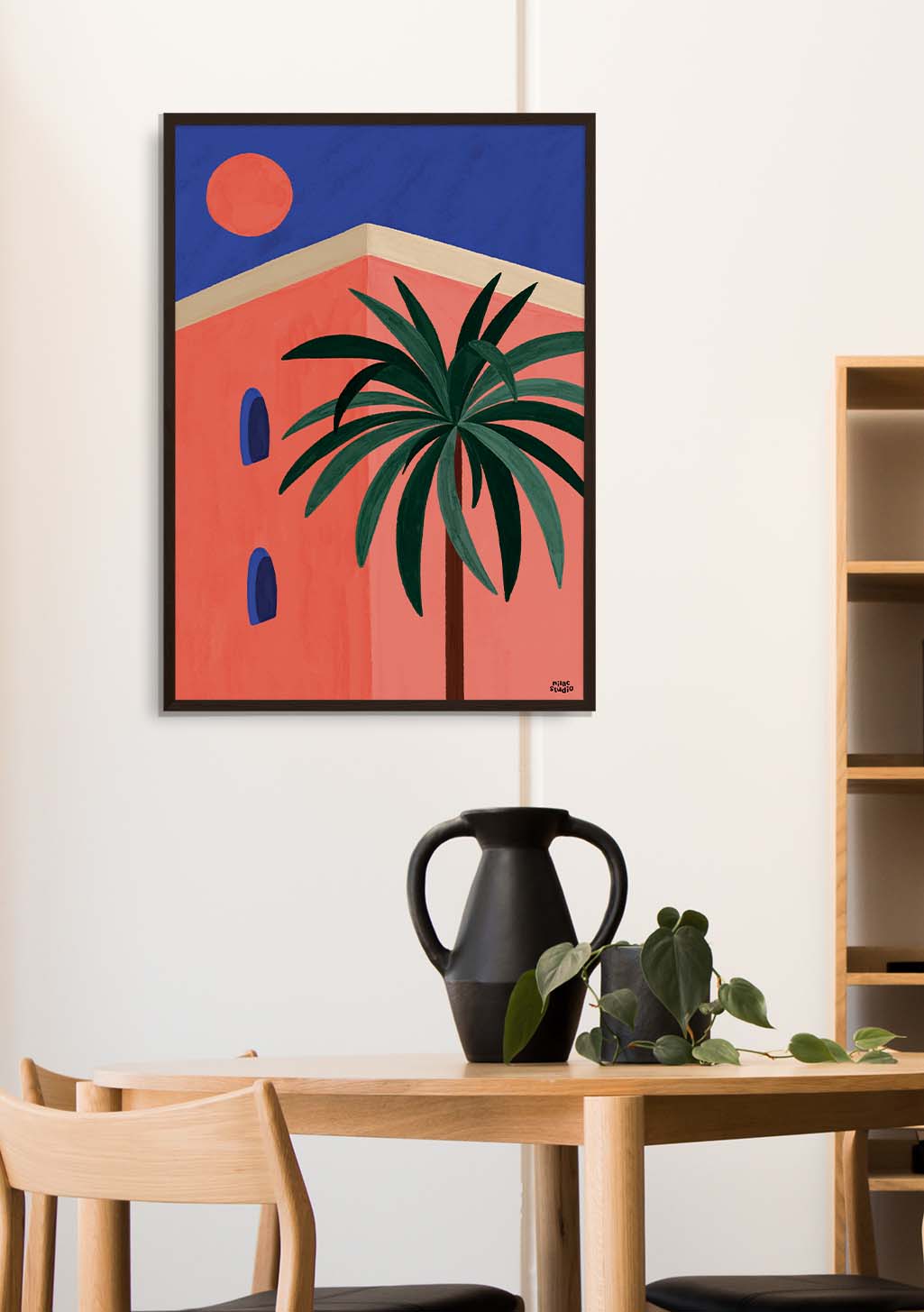 Poster de palmier rouge et bleu moderne