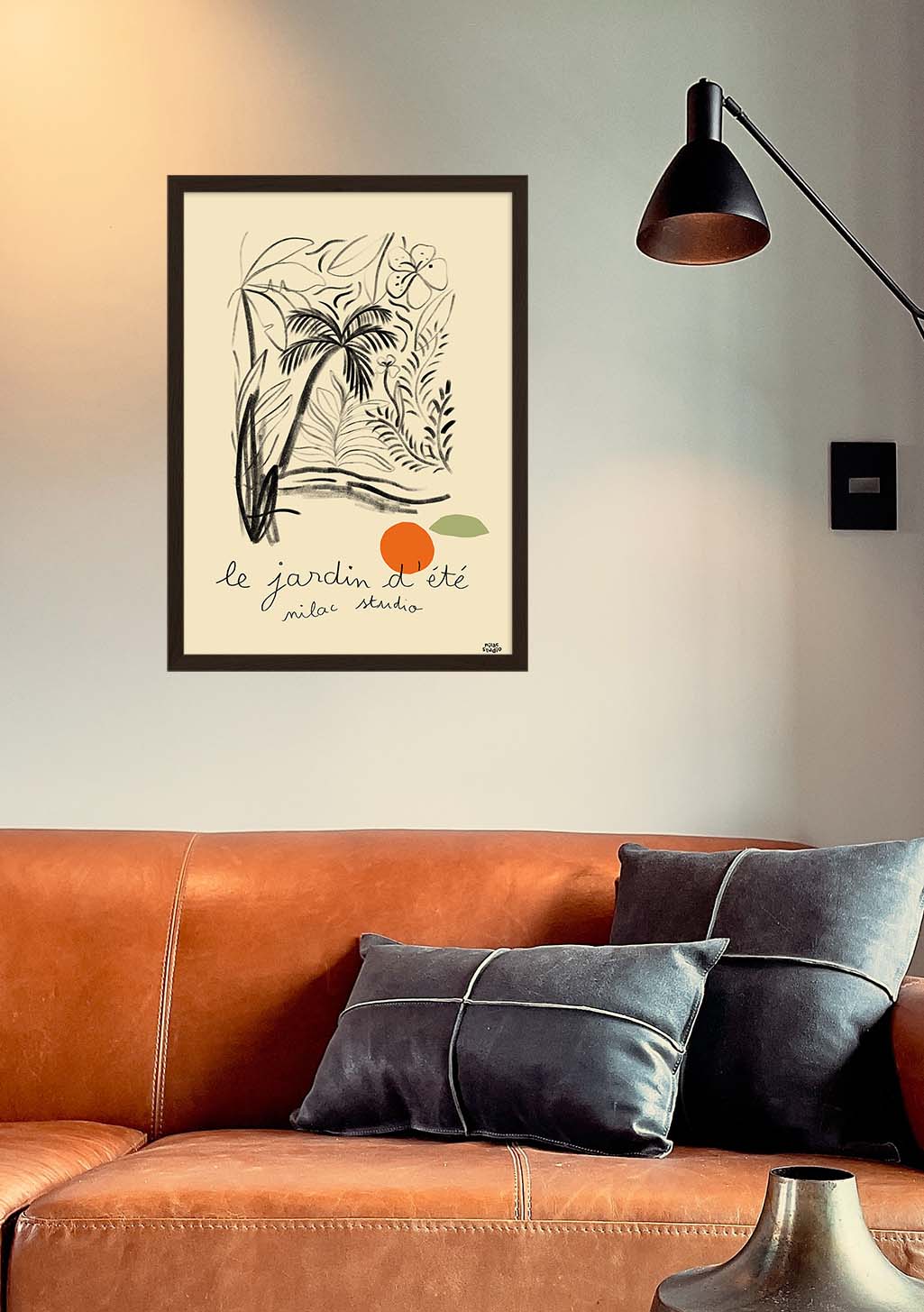 Plante, orange, texte français, cadre noir