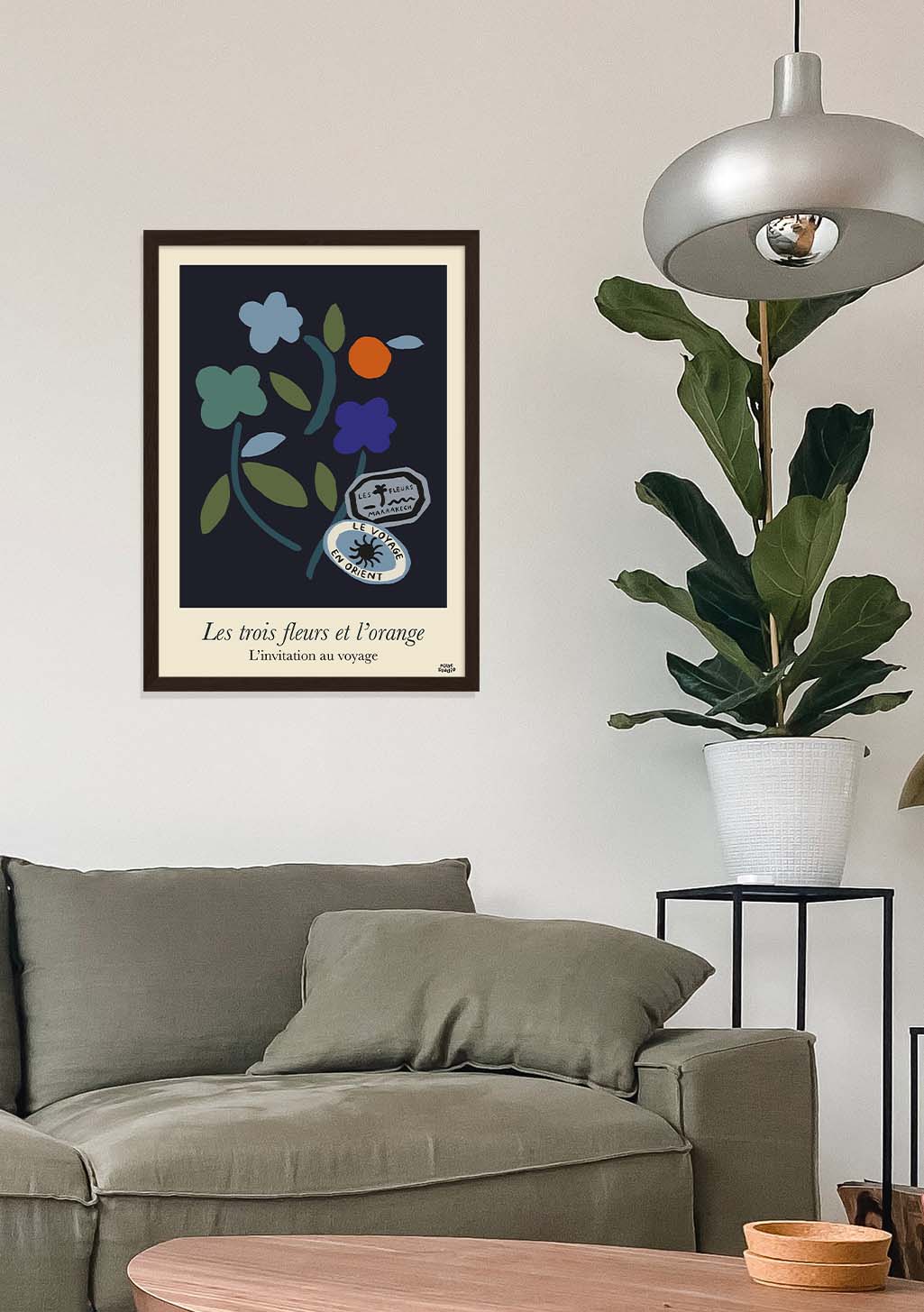 Poster floral abstrait avec texte français