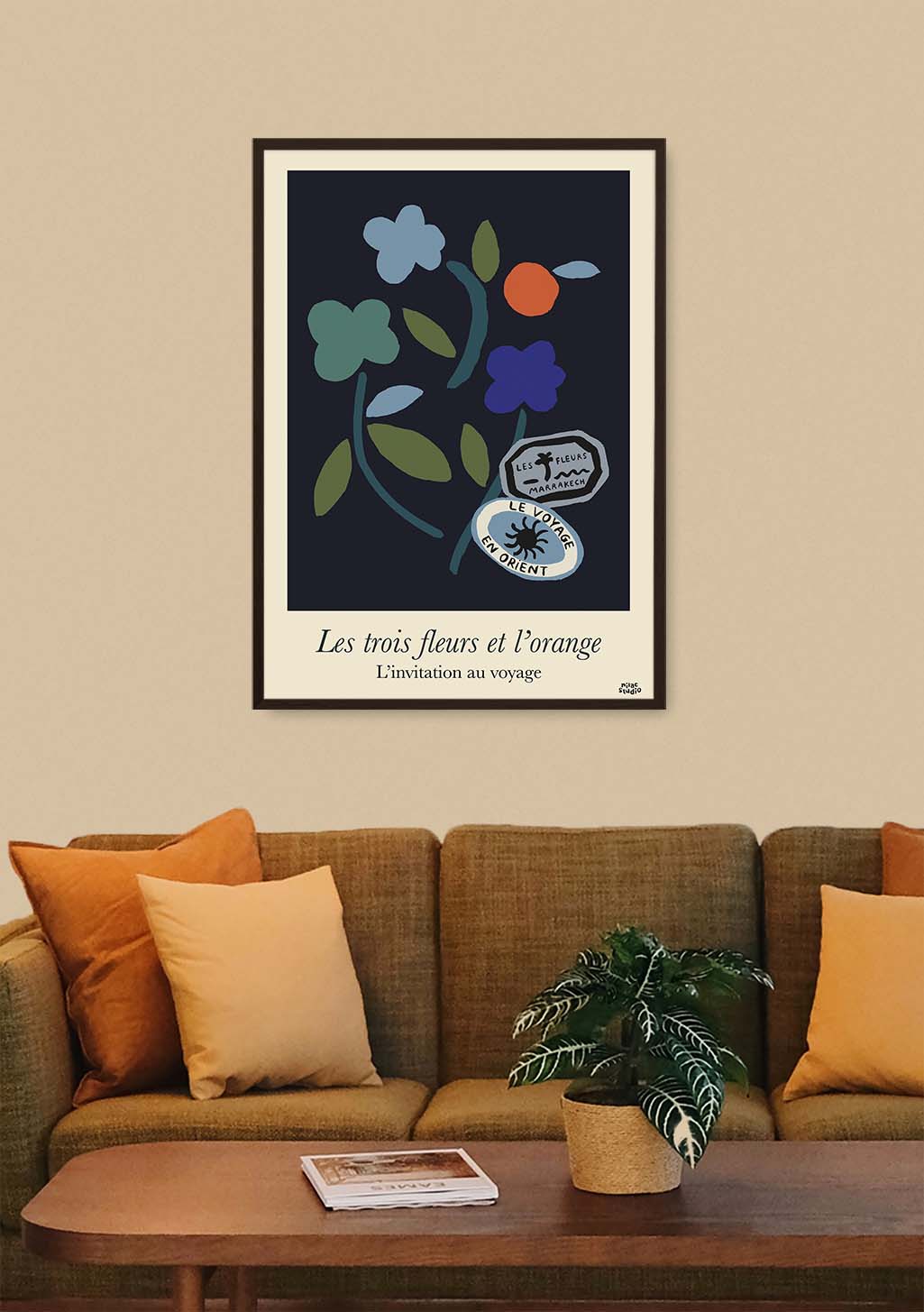 Poster floral avec orange et texte français