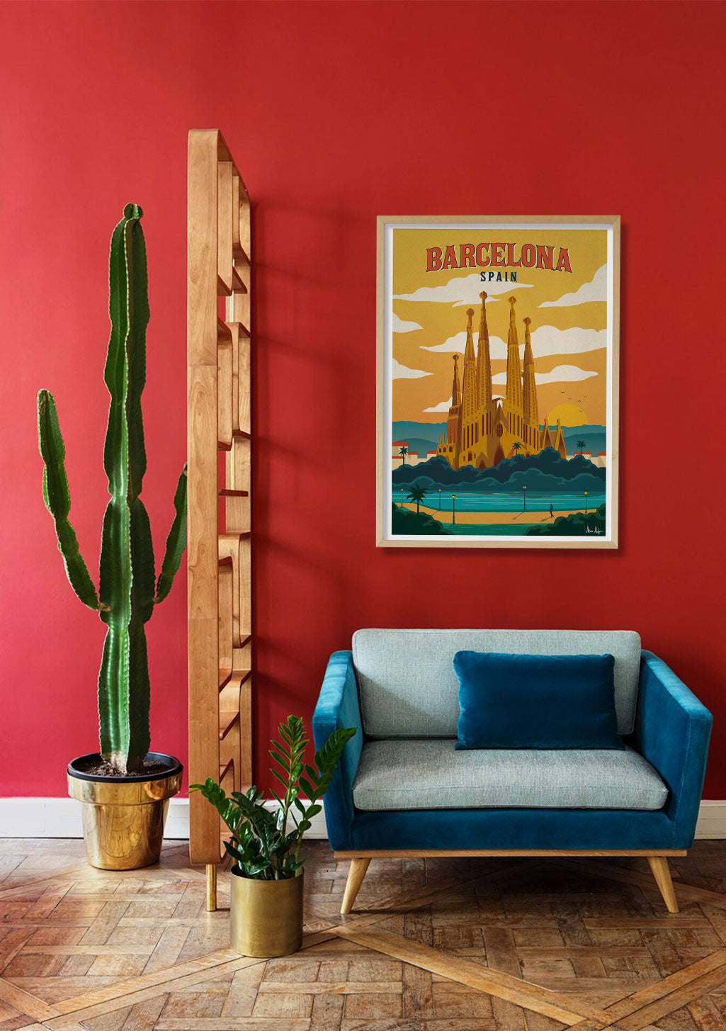 Poster de Barcelone Espagne, Sagrada Familia, soleil couchant