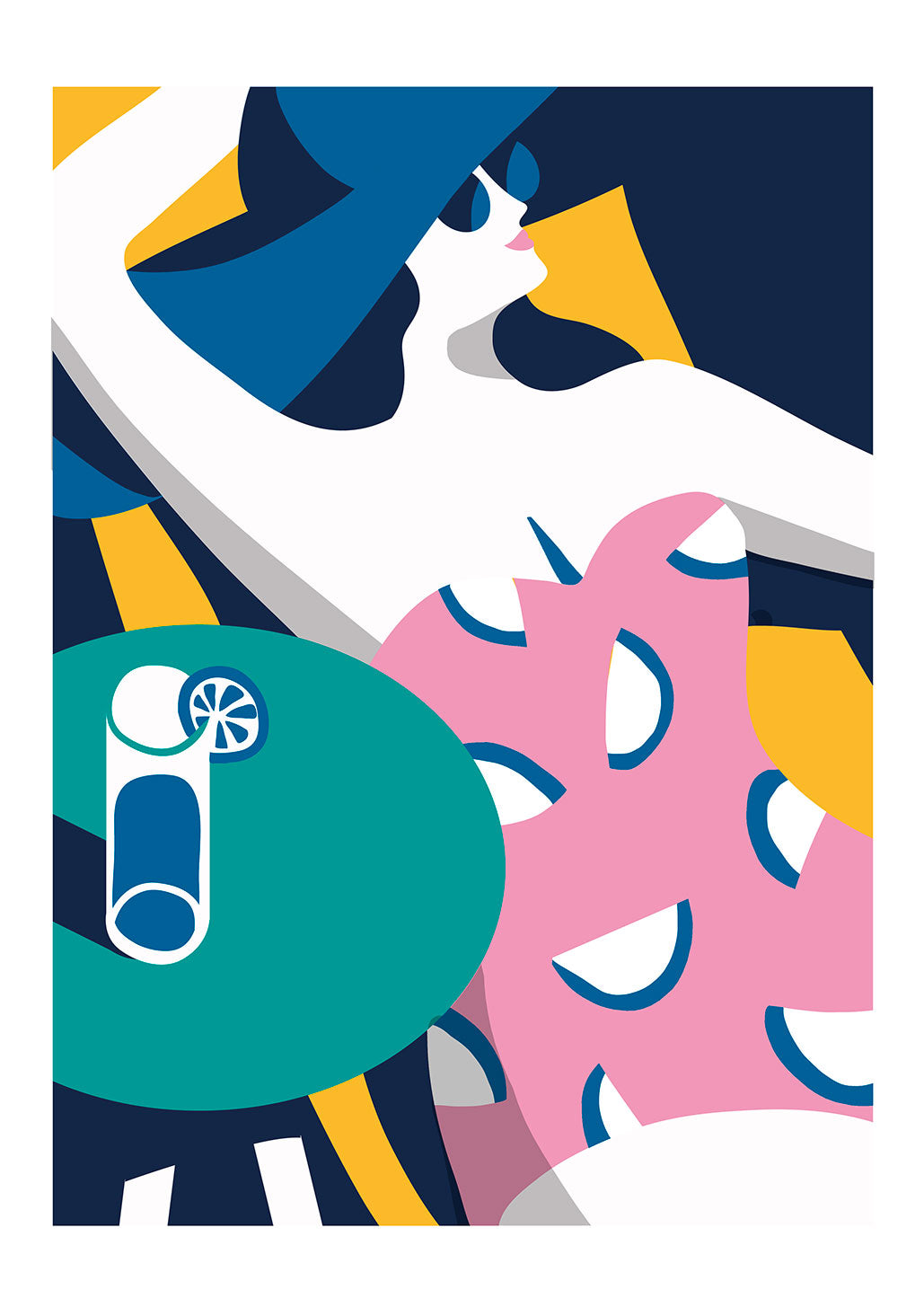 Art abstrait coloré avec visage et citron