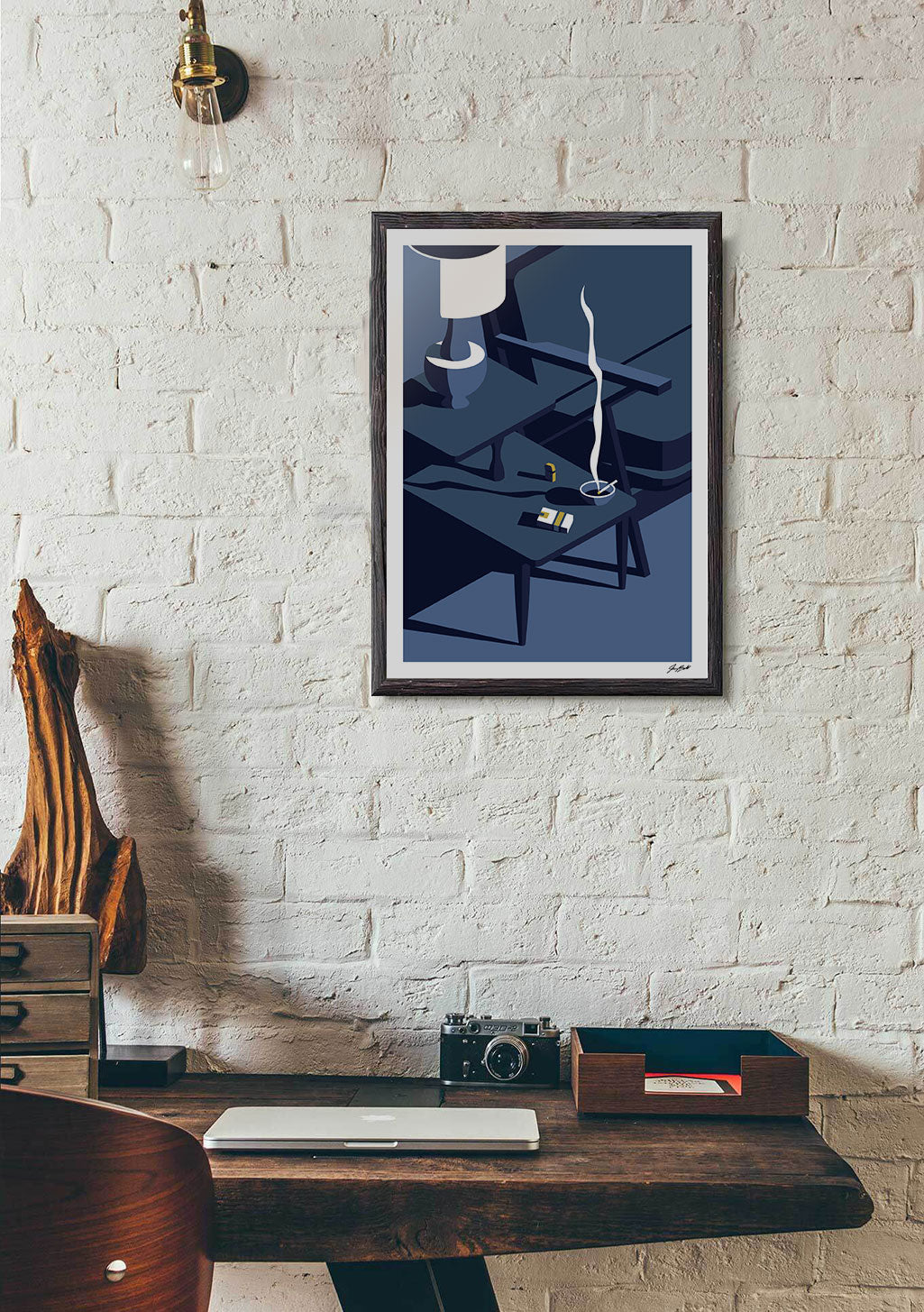 Art abstrait en nuances de bleu et de gris