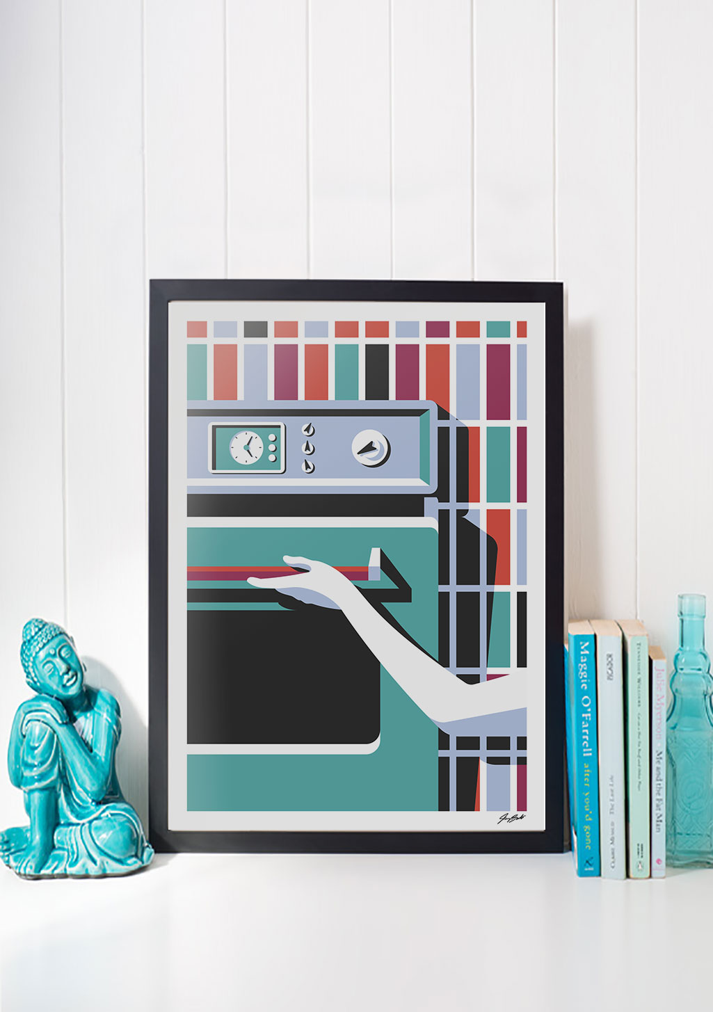 Main, four, couleurs, moderne, design, cuisine, art, mur, pièce, décoration, maison, style