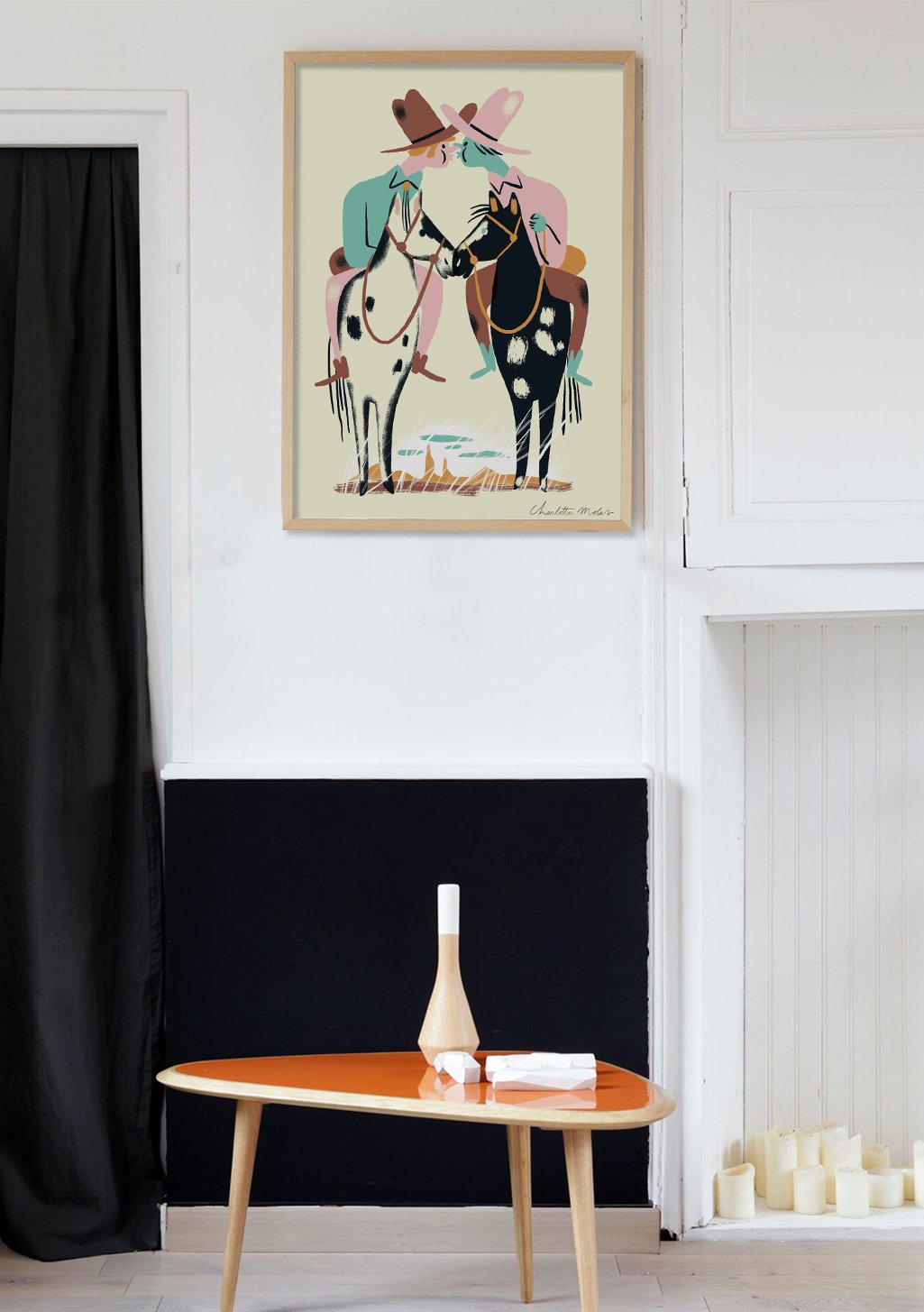 Art abstrait, deux personnages, couleurs vives, style moderne