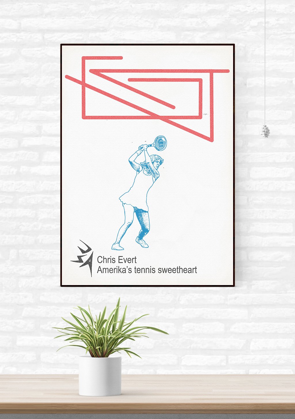 Tennis Chris Evert Poster Art Dessiné Sportif
