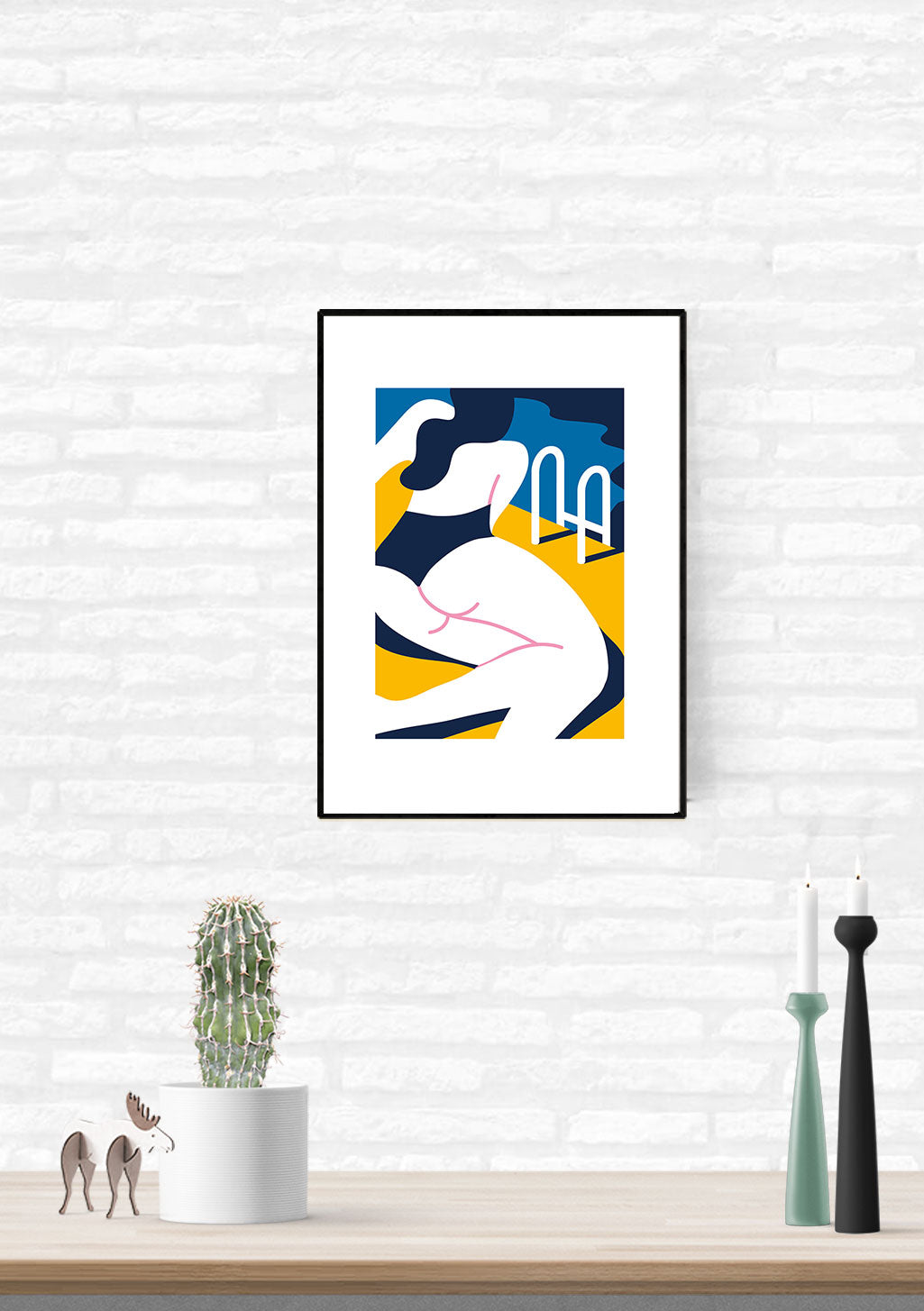 Art abstrait, formes géométriques, couleurs vives, figure humaine stylisée