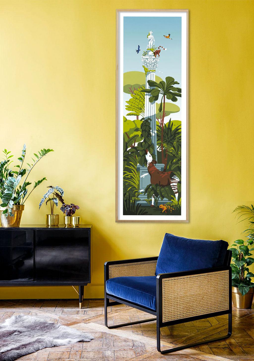 Statue, plantes, oiseaux, jardin, nature, cadre