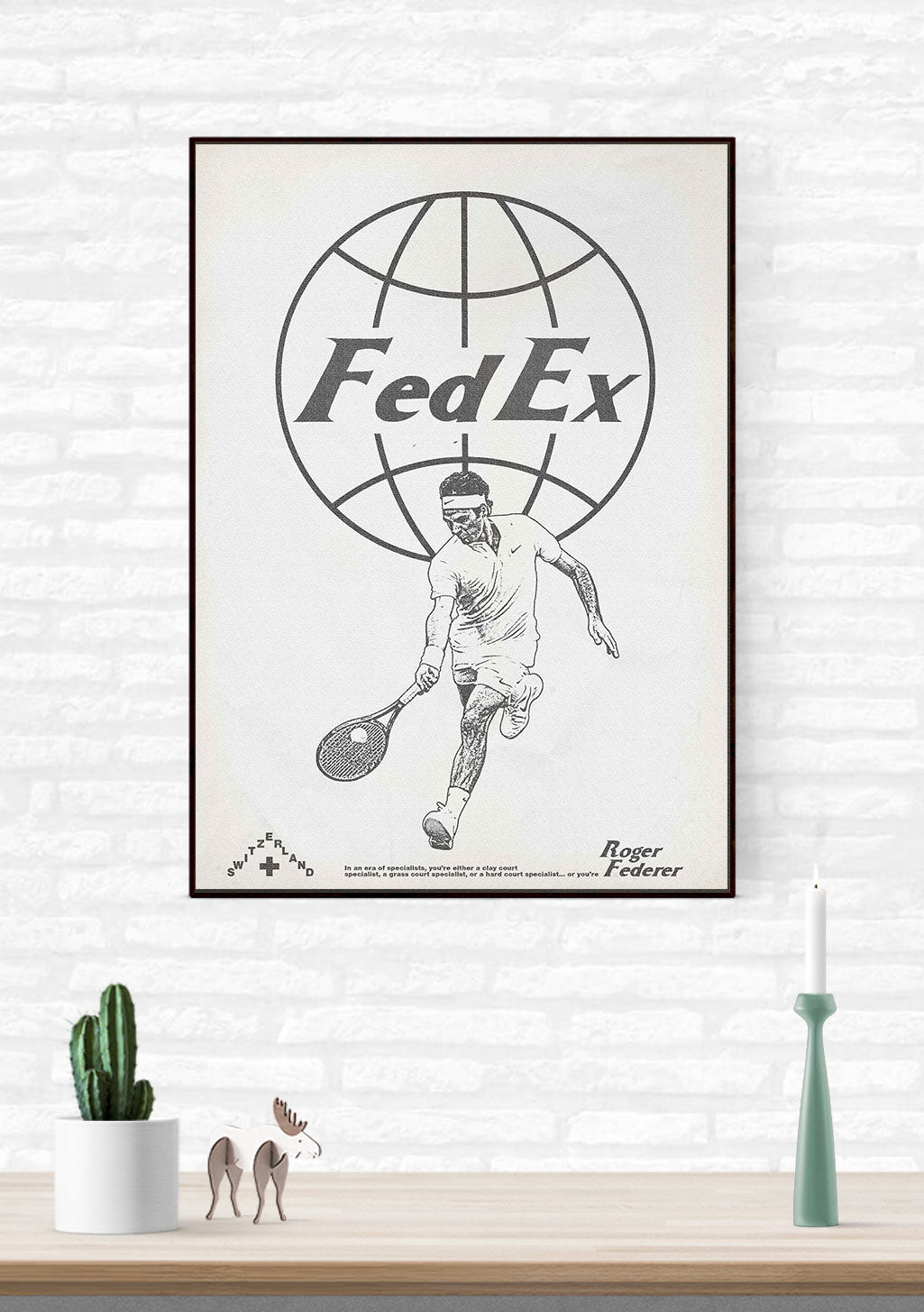FedEx, tennis, joueur, globe, vintage, poster, mur, cadre, décor, maison, sport