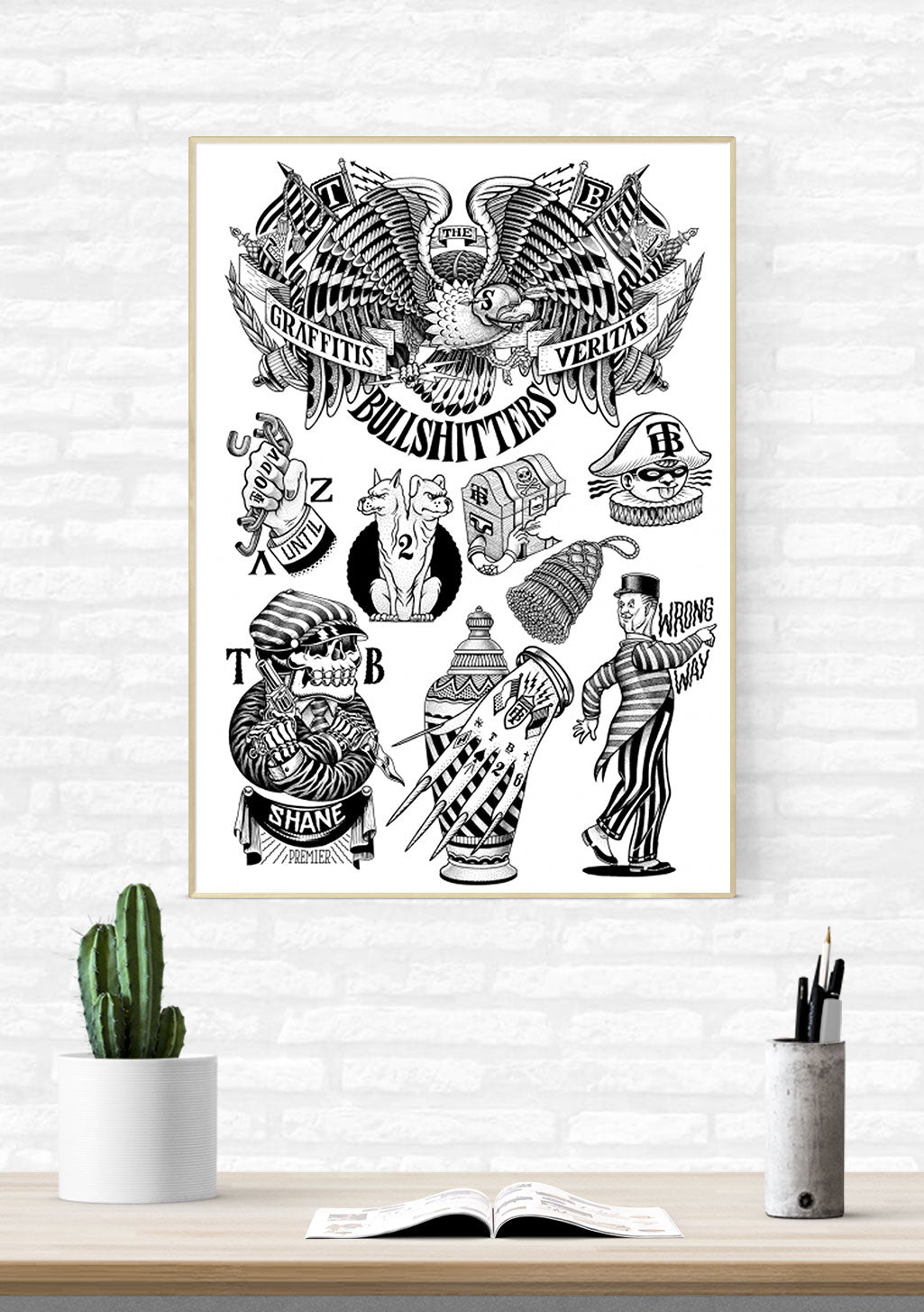 Aigle, graffitis, pirates, prison, chapeau haut de forme, animaux, tatouage