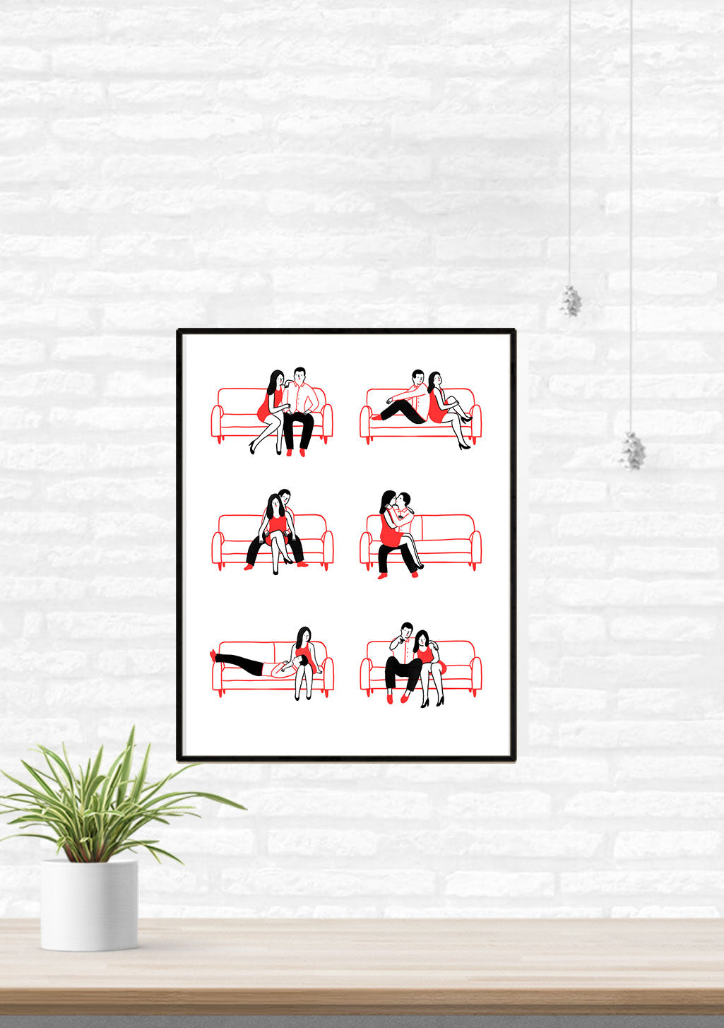 Illustrations de couples sur des canapés